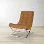 James Chair, Italian Distressed Leather, Caramel, Polished Nickel