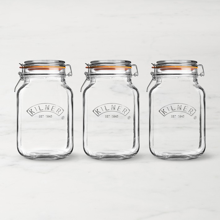 Kilner Square Clip Top Jar, 68oz, Set of 3