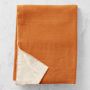 Reversible Double Face Solid Cashmere Throw, Ivory/Orange