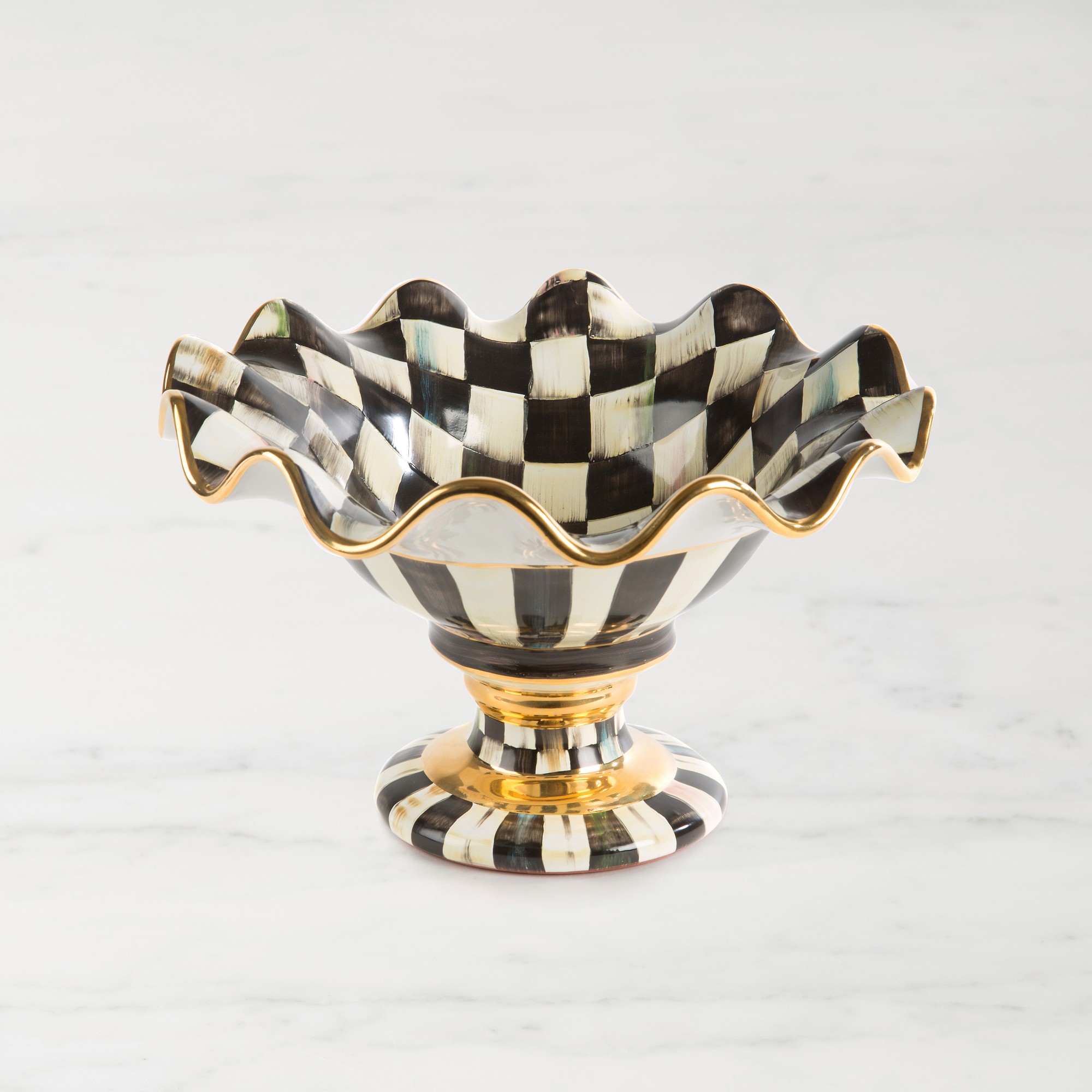 MacKenzie-Childs Courtly Check Ceramic Compote