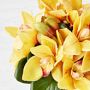 Gold Potted Faux Yellow Orchid Floral Arrangement
