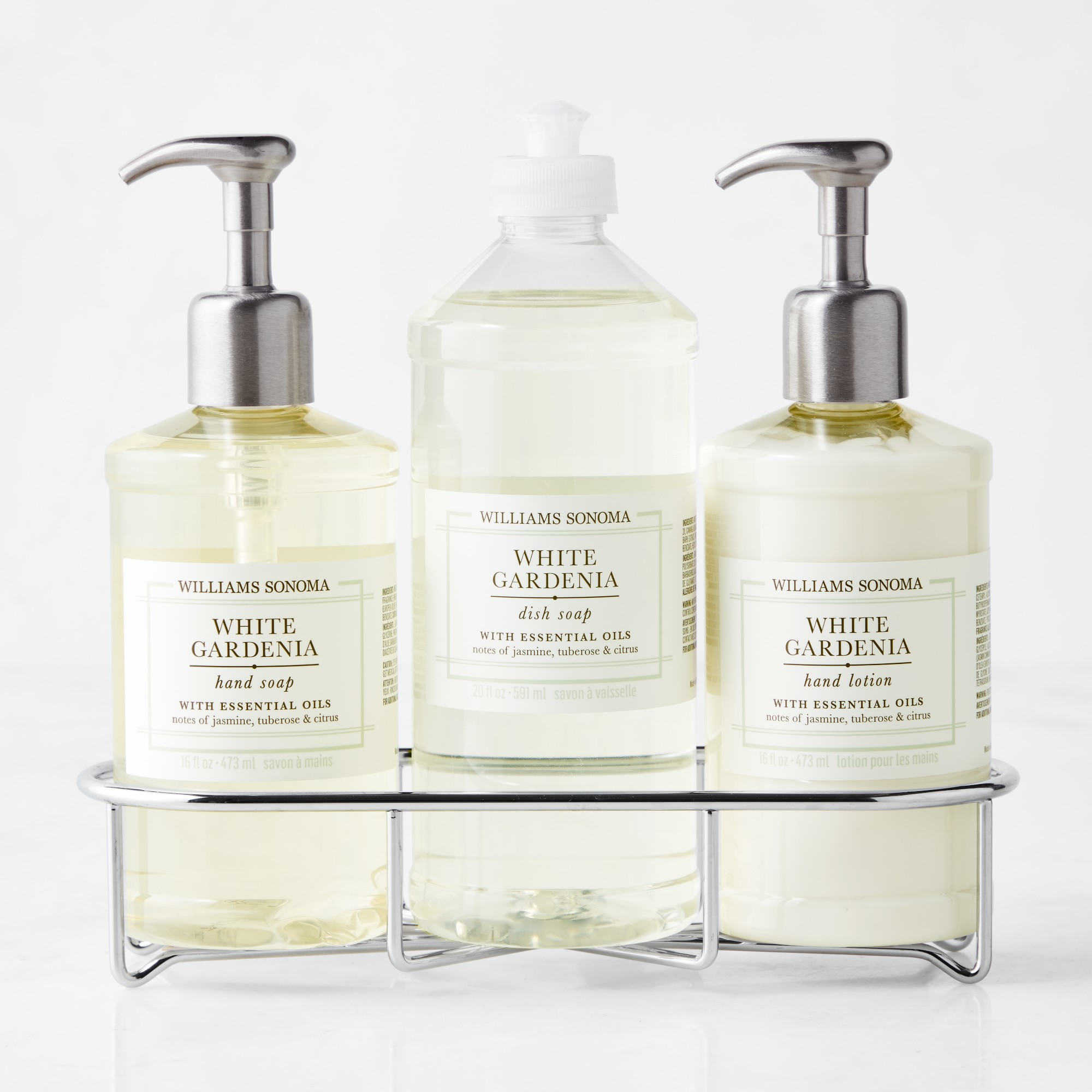 Williams Sonoma White Gardenia Hand Soap, Dish Soap & Lotion 4-Piece Kitchen Set