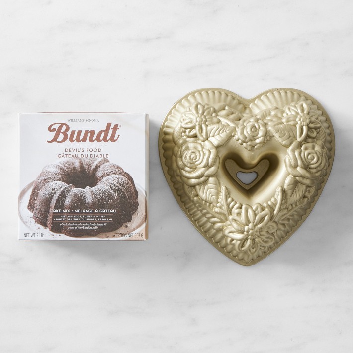 Nordic Ware Floral Heart Bundt Pan &amp; Devils Food Bundt Cake Mix