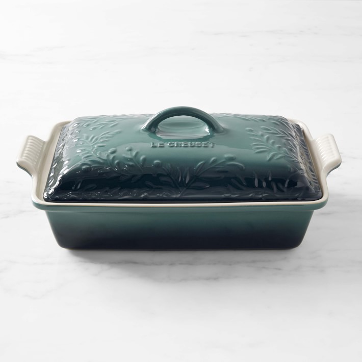 Le Creuset Olive Branch Heritage Stoneware Rectangular Covered Casserole, 4-Qt.