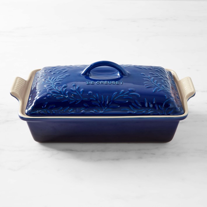 Le Creuset Olive Branch Heritage Stoneware Rectangular Covered Casserole, 4-Qt.