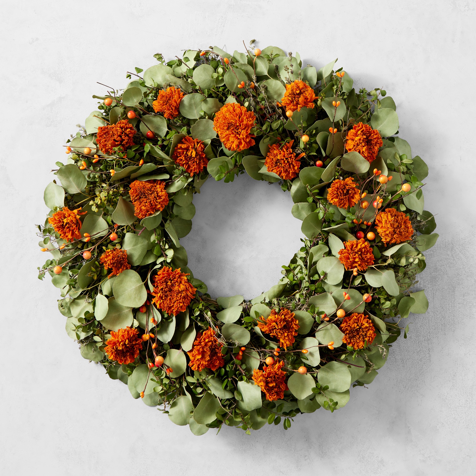 Day of the Dead Marigold Berry Wreath, 22"