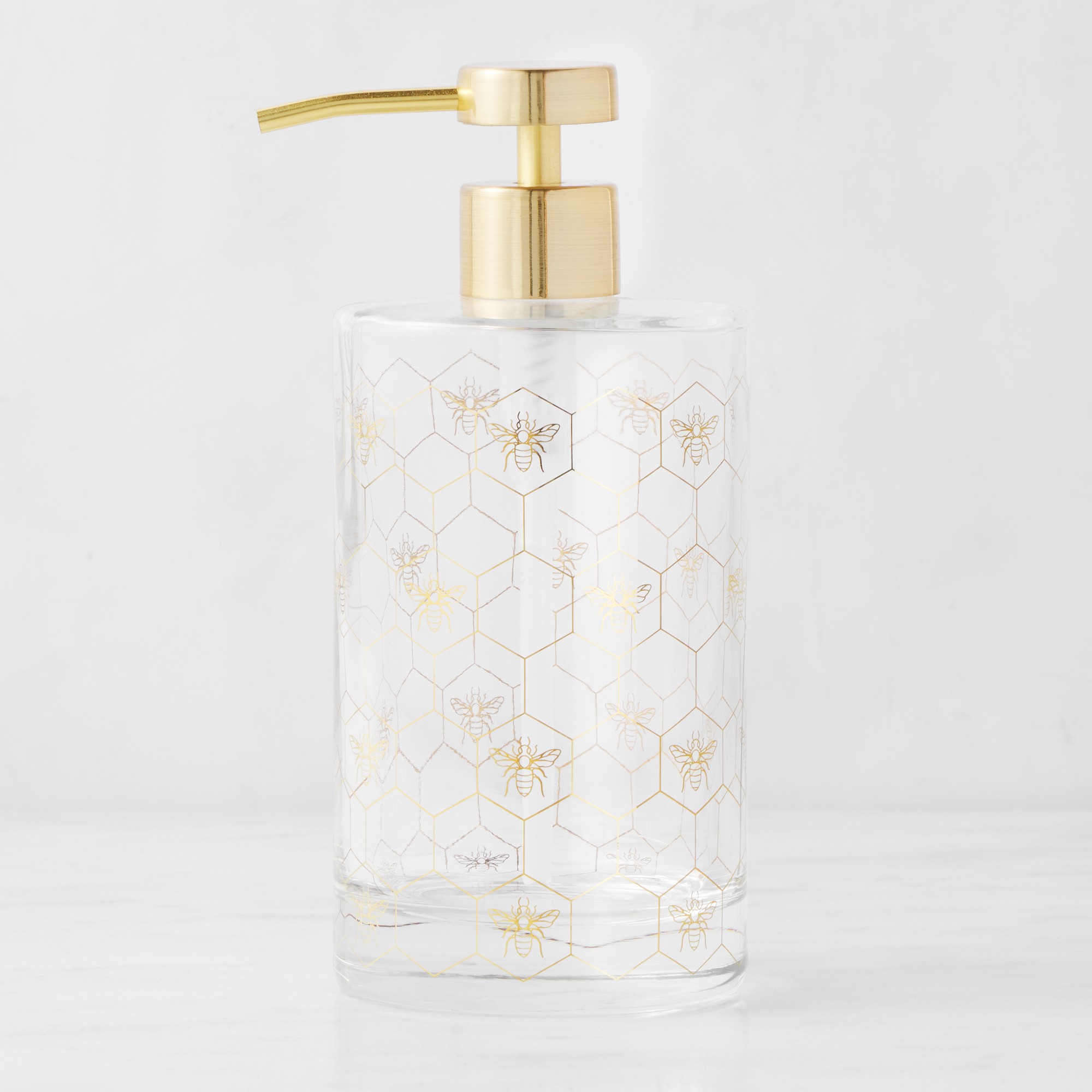 Williams Sonoma Honeycomb Bee Glass Soap Dispenser