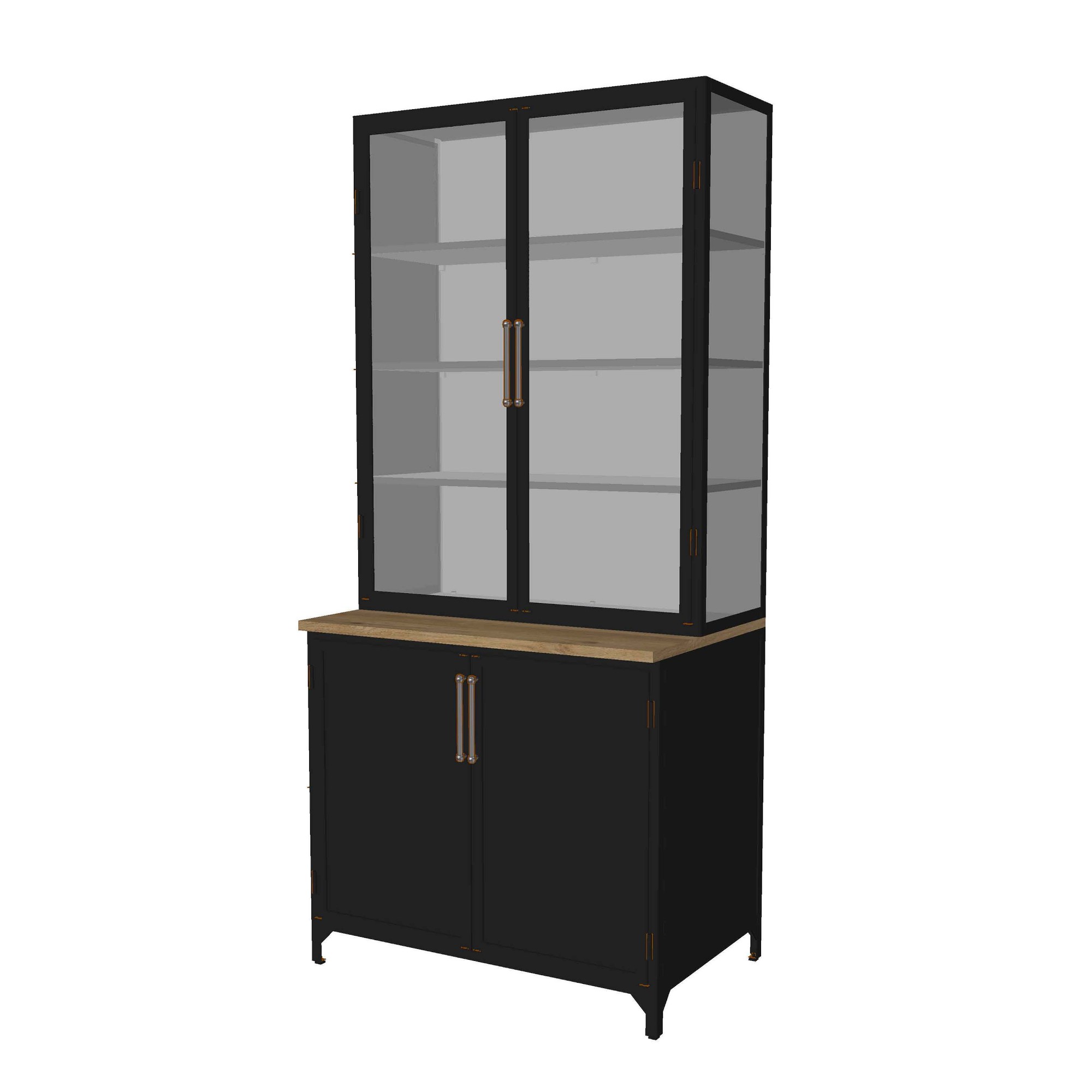 Colt 2- Door Glass Storage Cabinet with Counter (40")