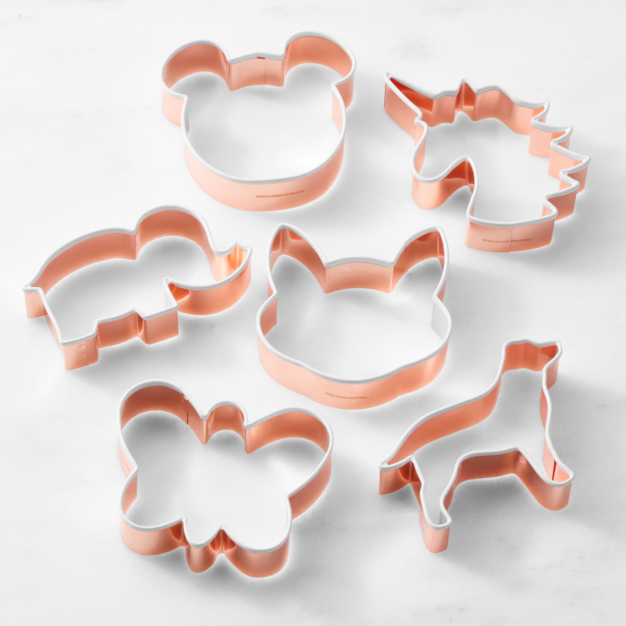 Williams Sonoma Copper Animal Cookie Cutters on Ring, Set of 6