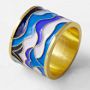 Cloisonn&#233; Wave Napkin Rings, Set of 4