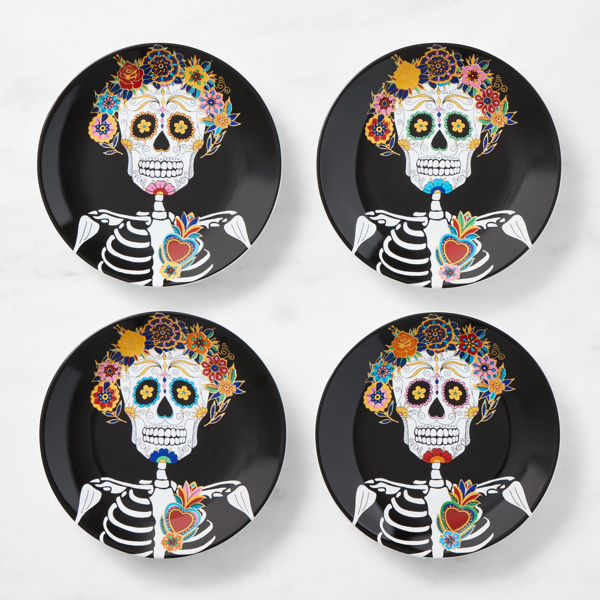 Day of the Dead Appetizer Plates, Set of 4