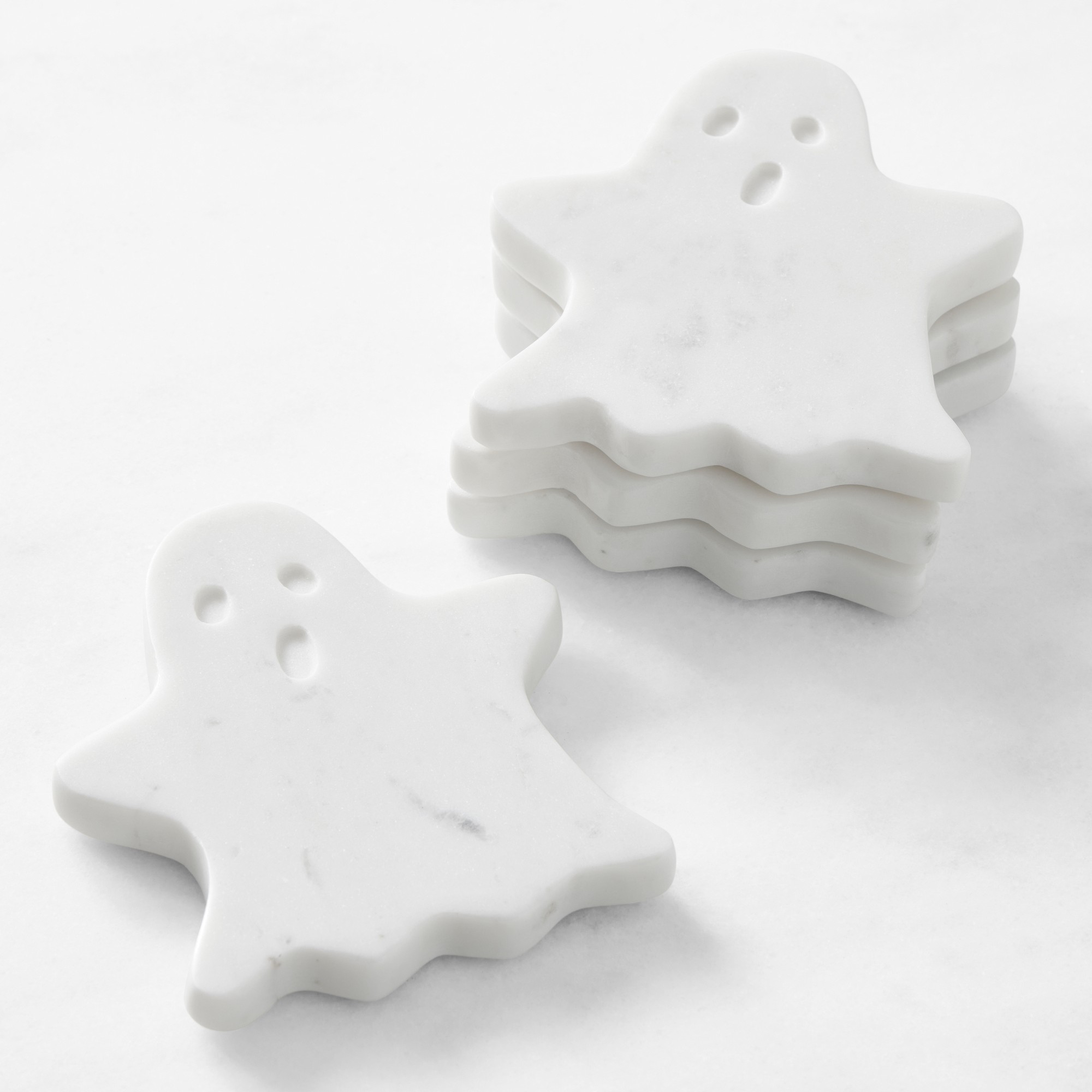 White Marble Ghost Coasters, Set of 4