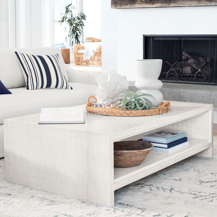 Faux Bone Rectangular Coffee Table (56&quot;-67&quot;)