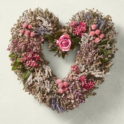 Pink Rose Garden Heart Wreath | Williams Sonoma