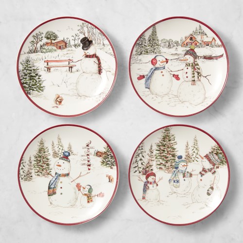 Snowman Salad Plates, Set of 4