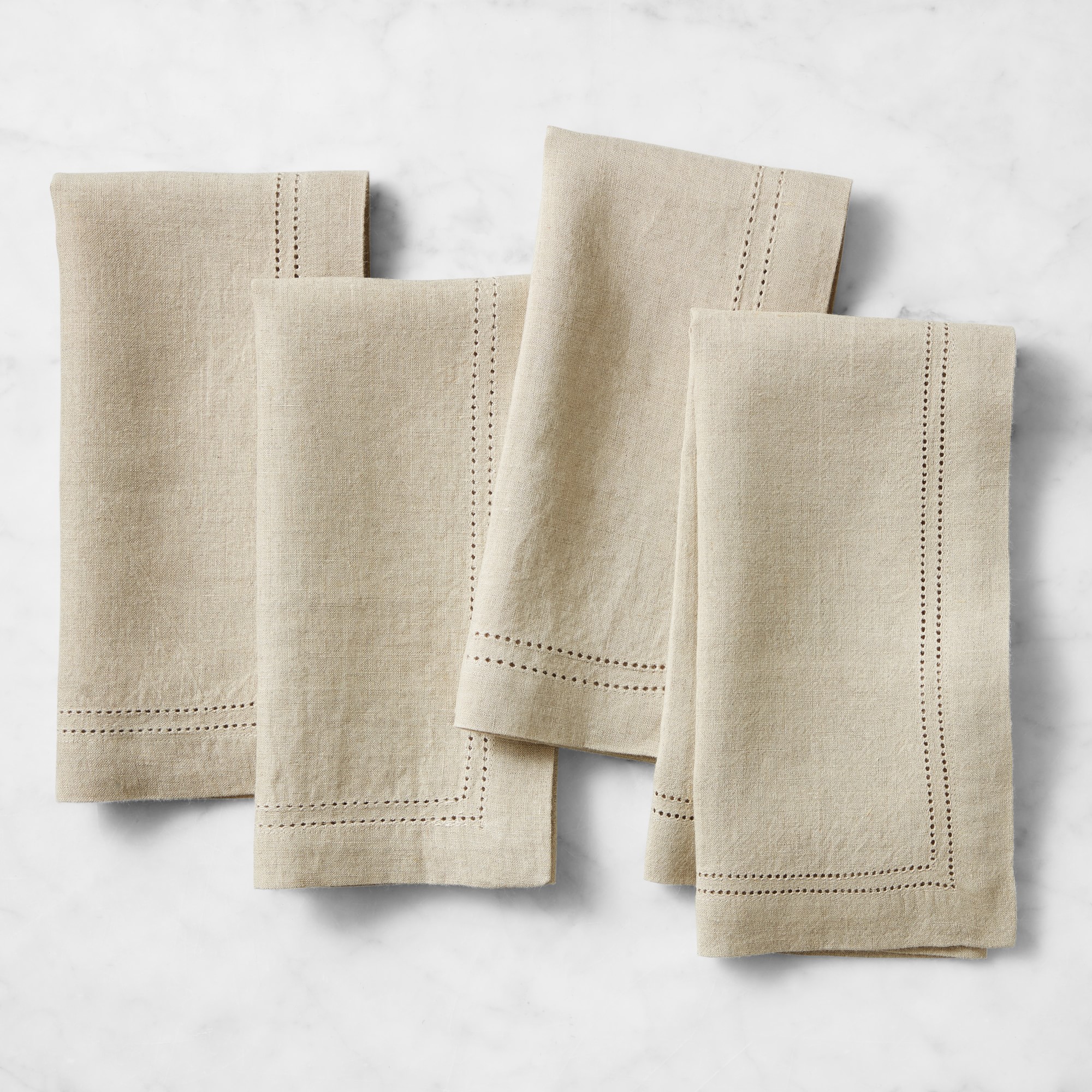 Linen Double Hemstitch Napkins, Set of 4