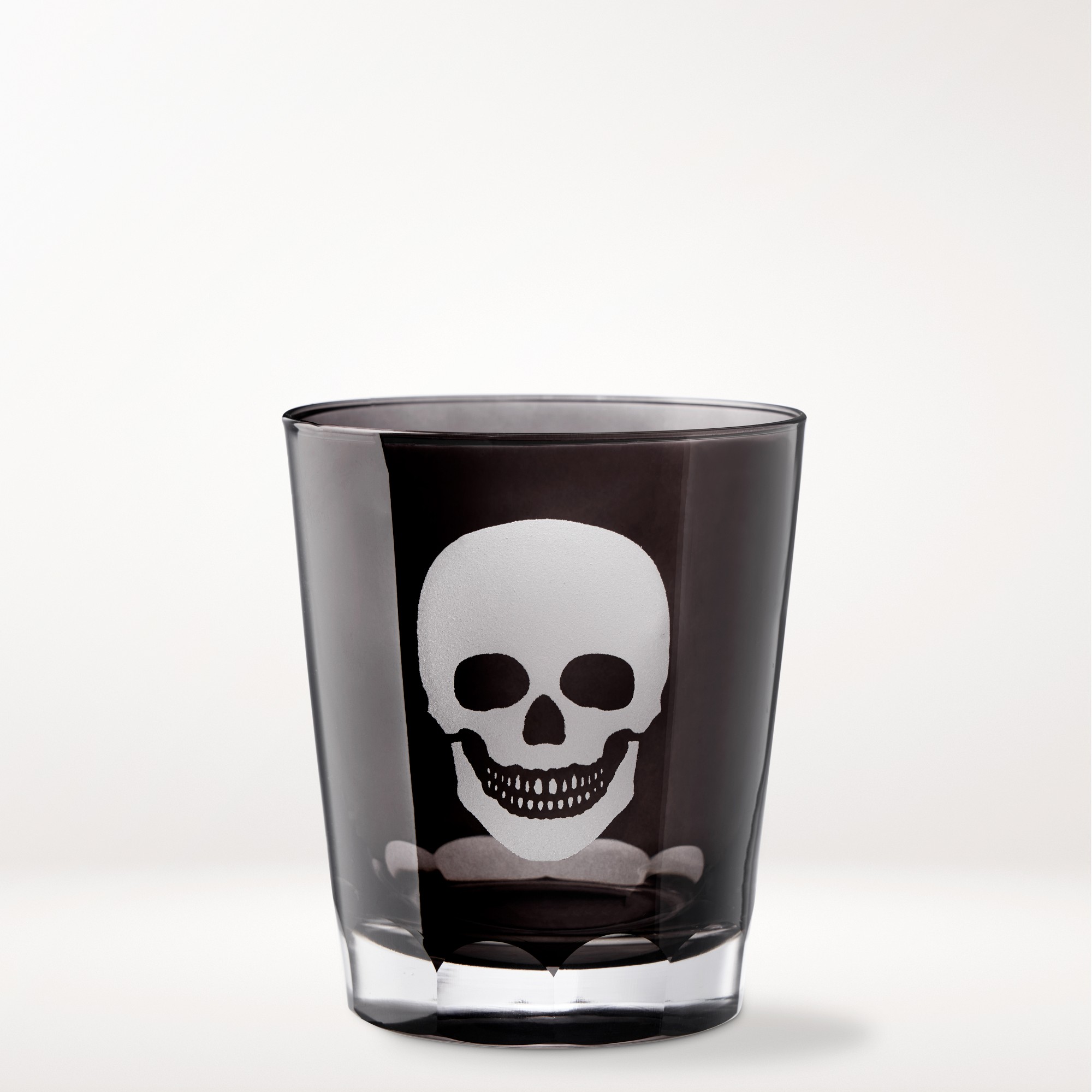 Etched Skull Double Old-Fashioned Glasses