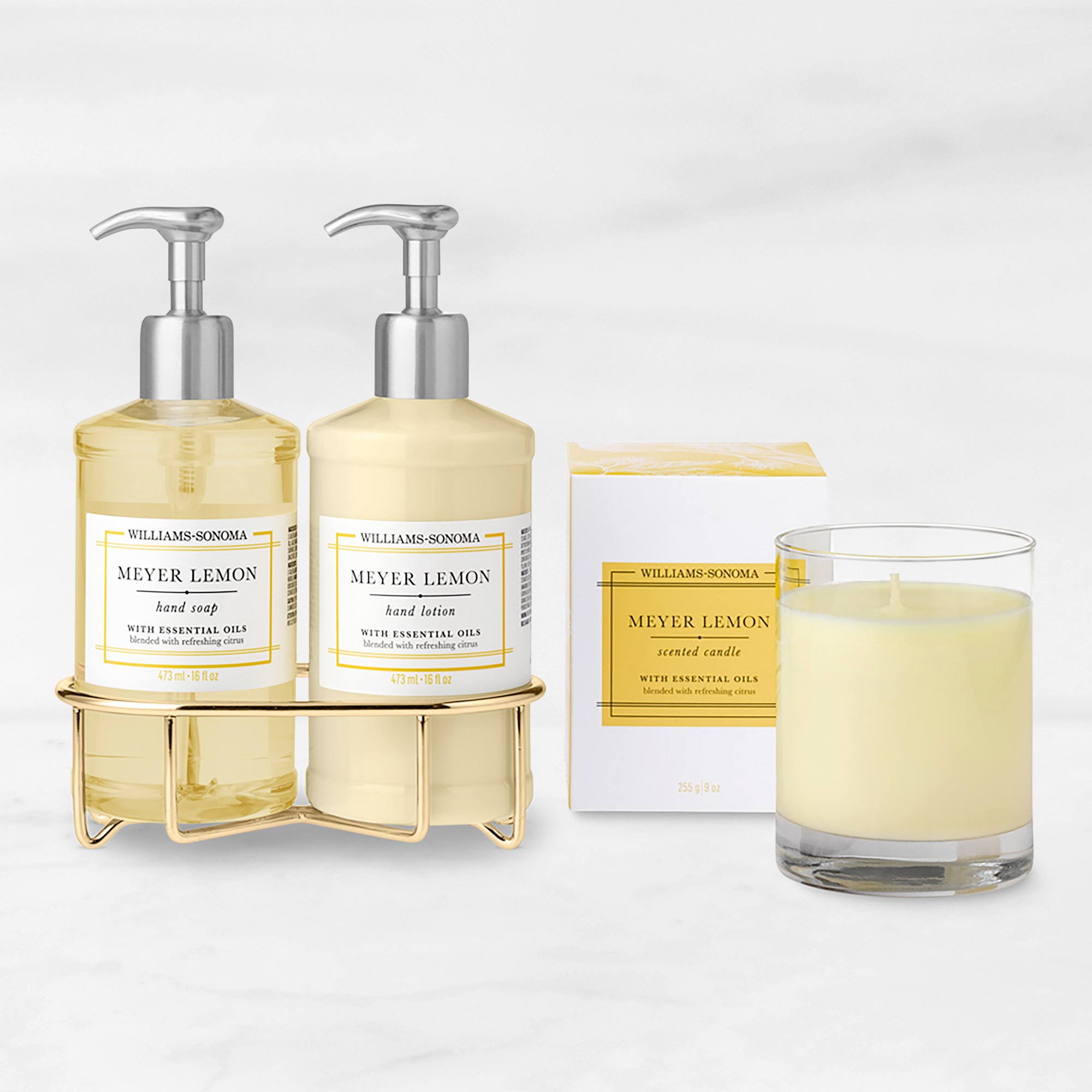 Williams Sonoma Meyer Lemon Hand Soap, Lotion & Candle 4-Piece Kitchen Set