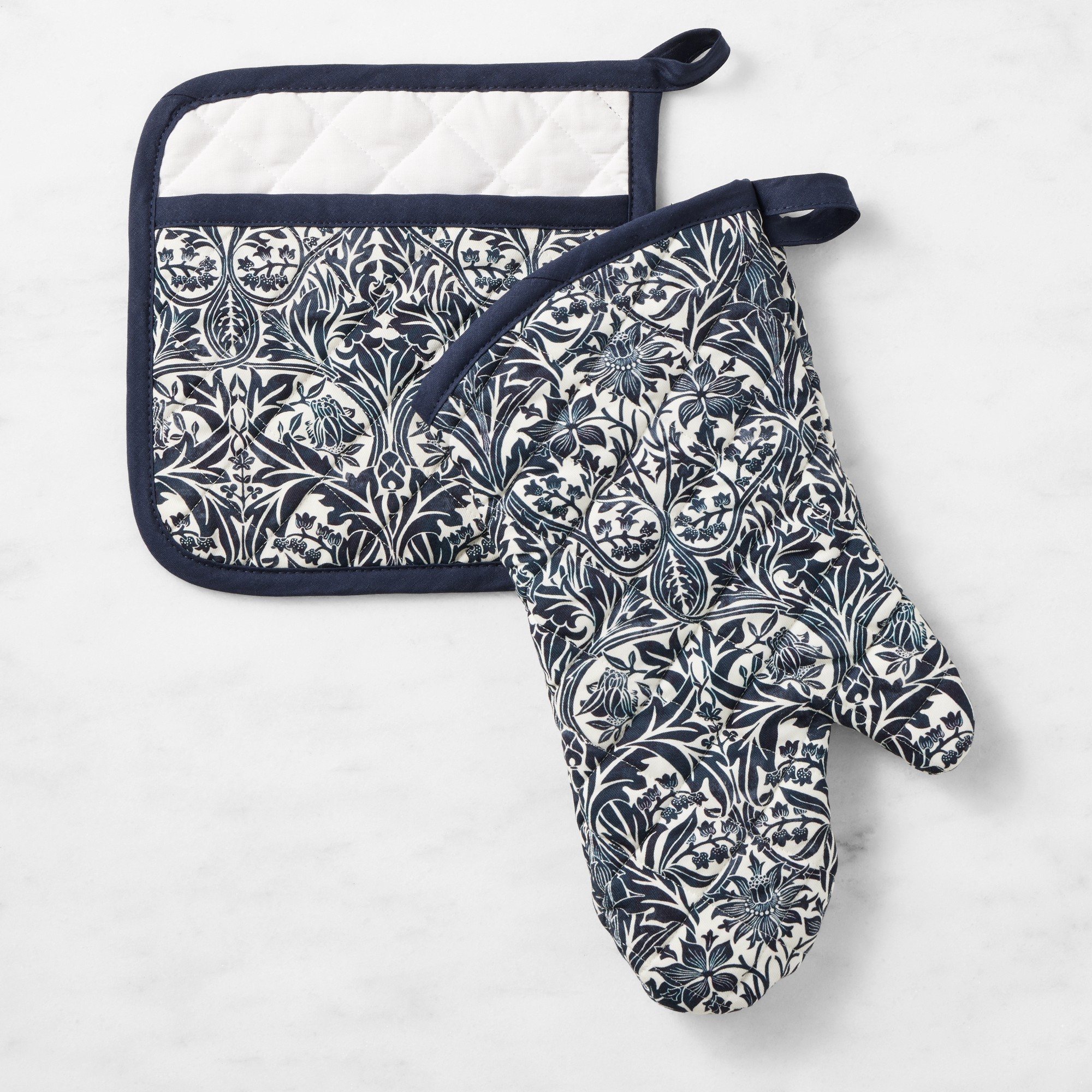 Williams Sonoma x Morris & Co. Bluebell Oven Mitt & Potholder Set