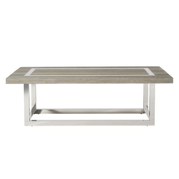 Cascade Coffee Table, Rectangular, Wood, Polished Nickel