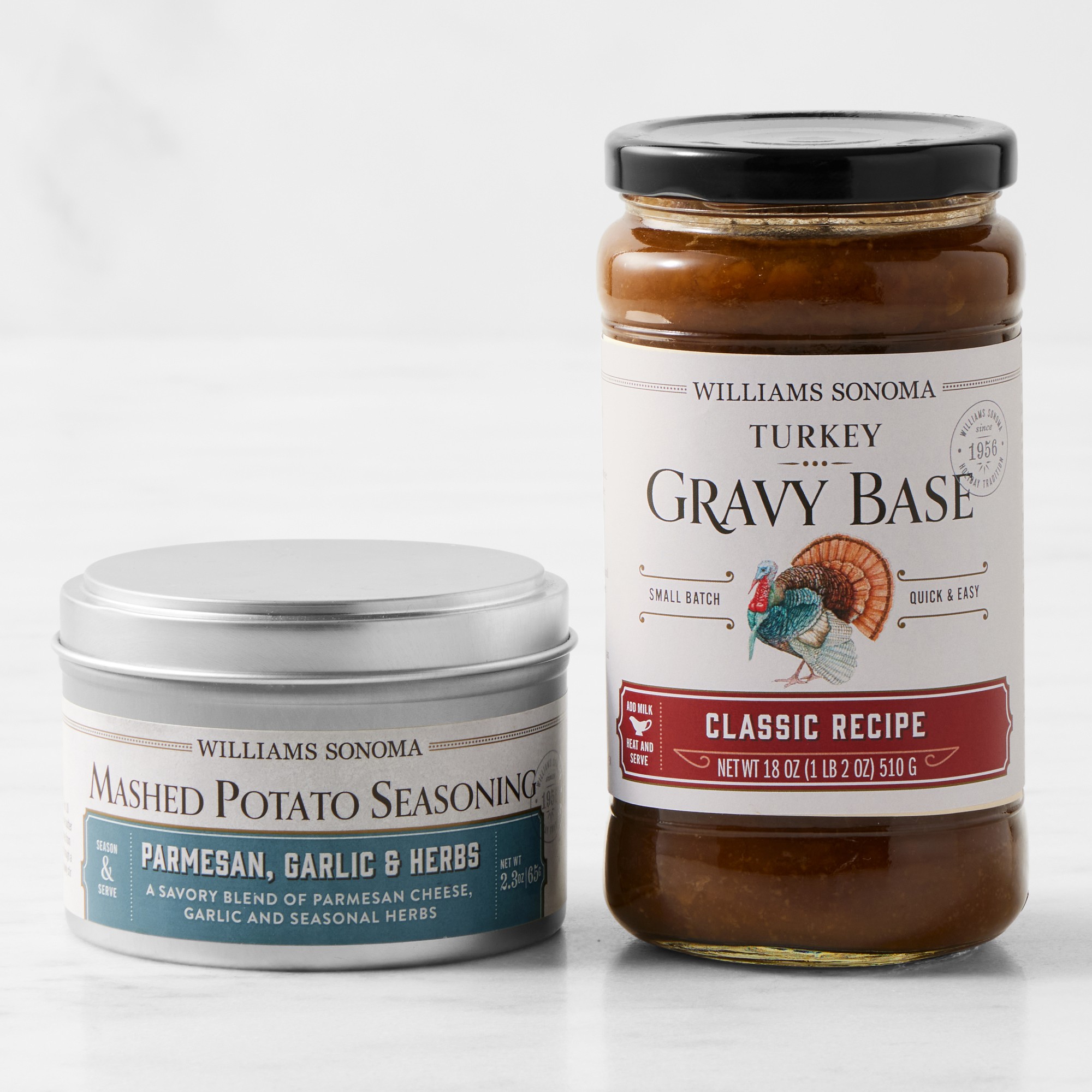 Williams Sonoma Garlic Parmesan Herb Mashed Potato Seasoning & Turkey Gravy Base Set