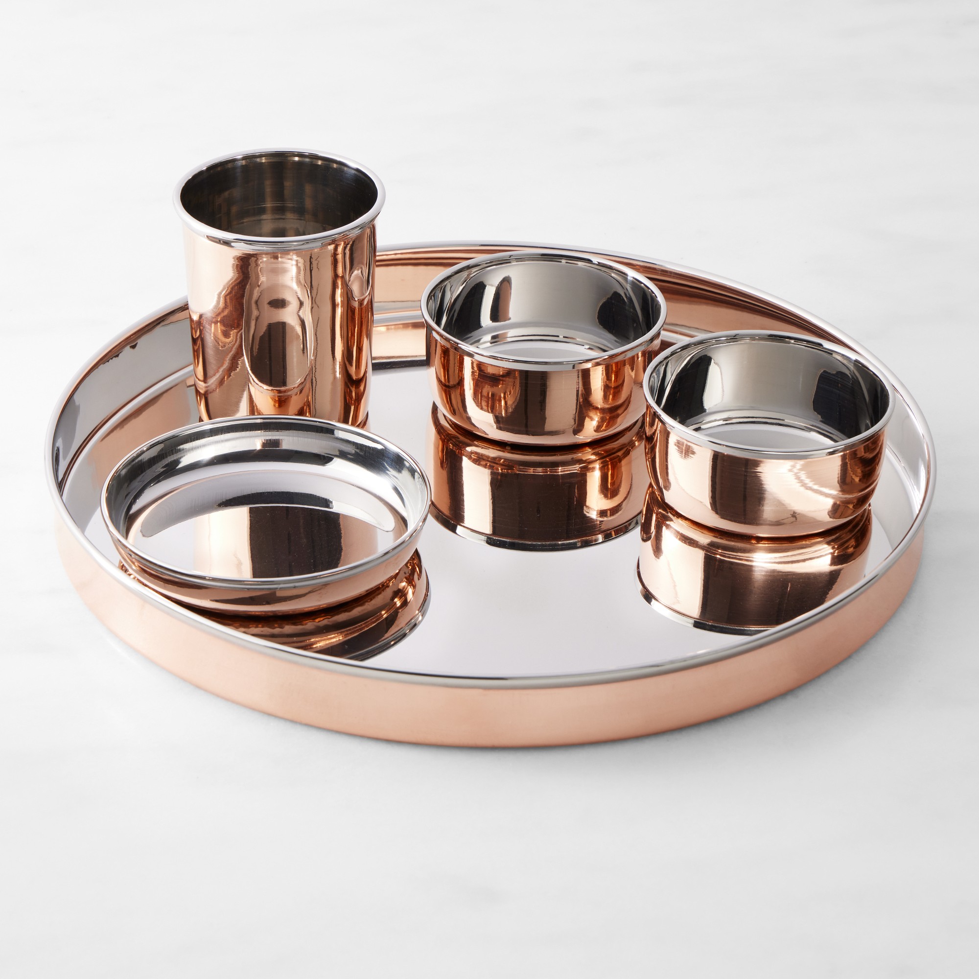 Double-Wall Copper Thali Set