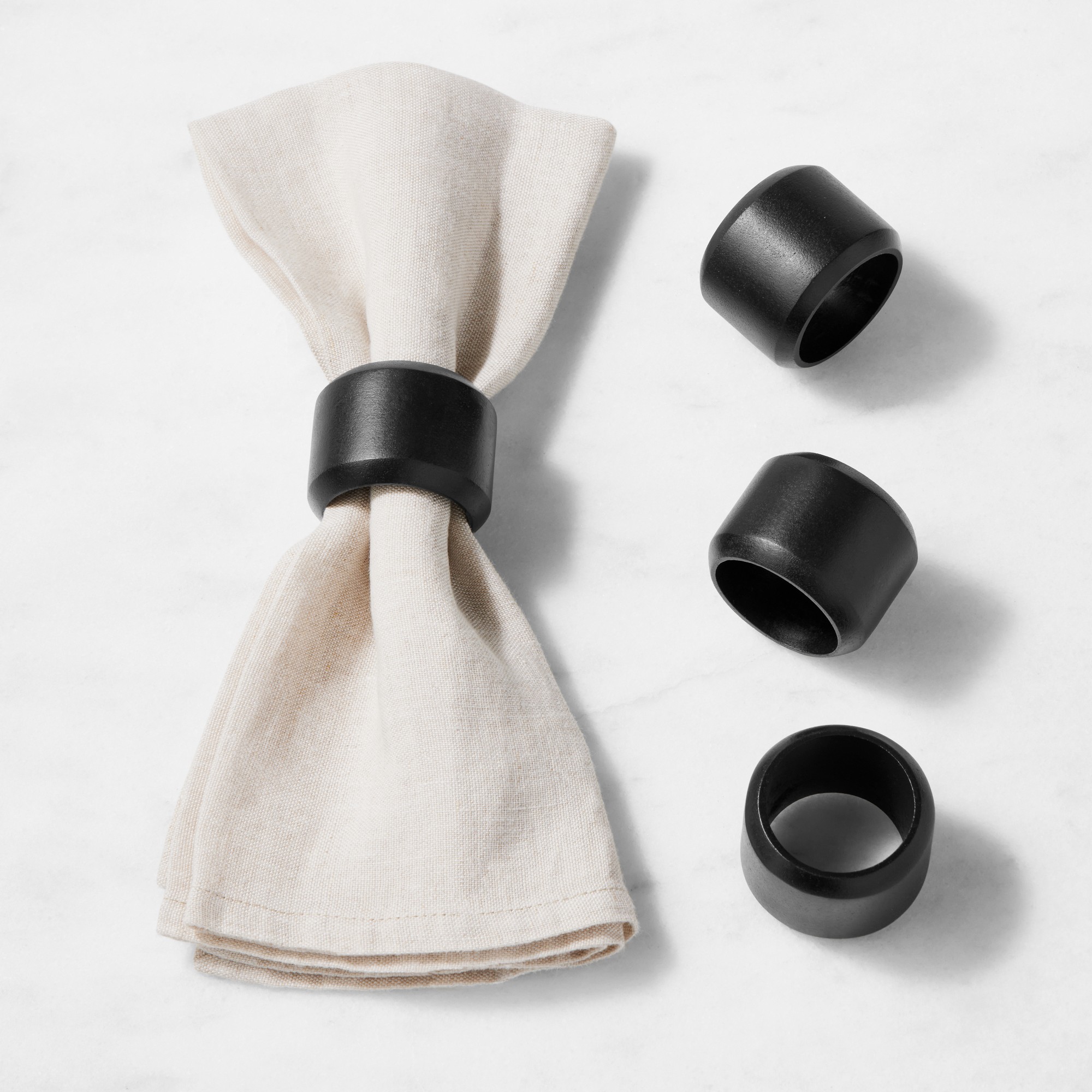 Black Wood Napkin Rings, Set of 4