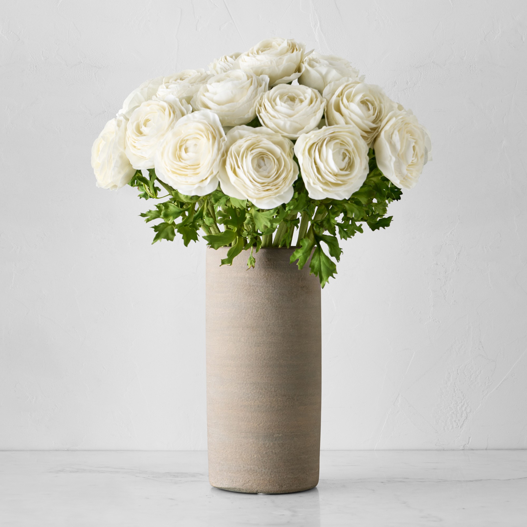 Jeff Leatham Cylindrical White Ceramic Vase, 12"