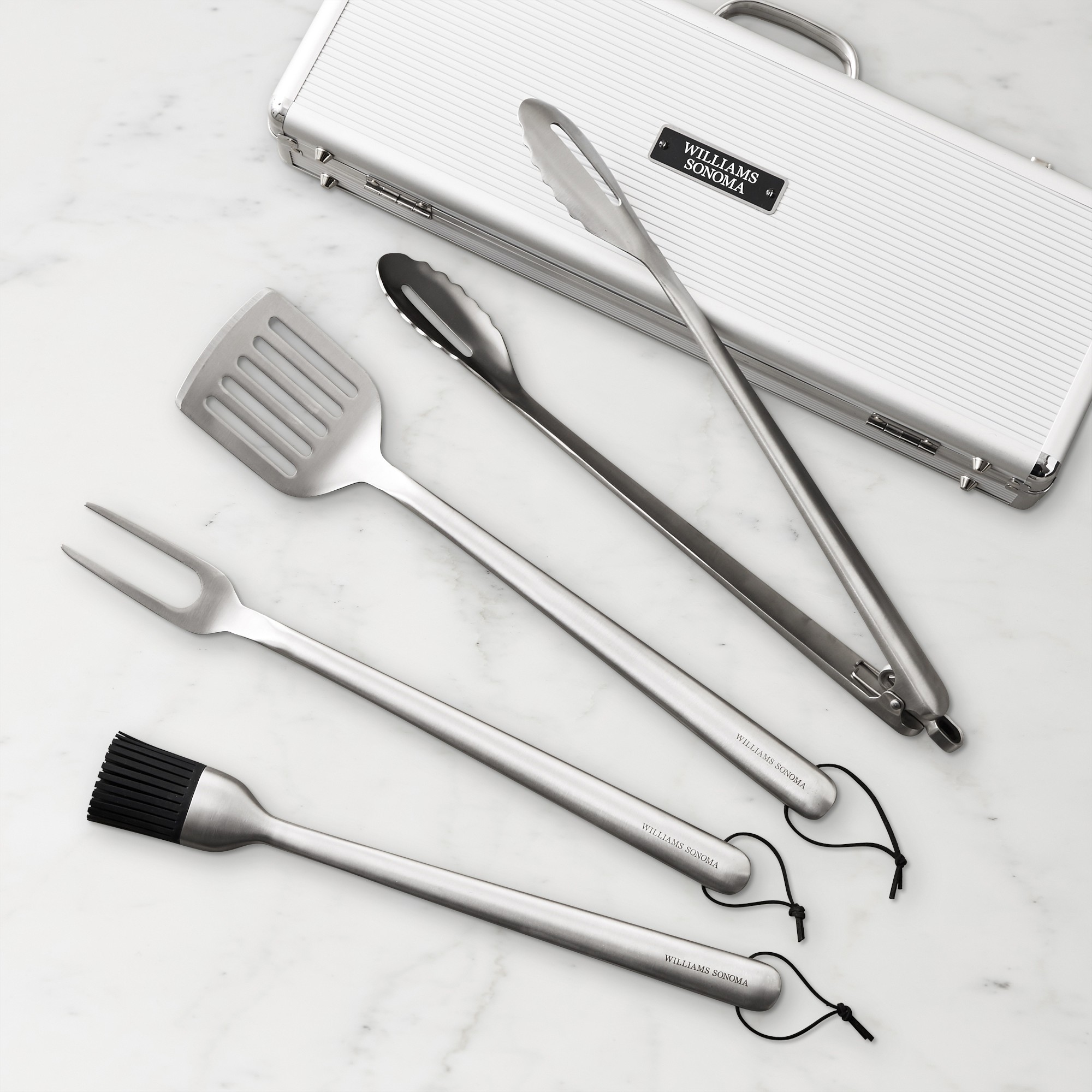 Williams Sonoma Stainless-Steel Handled BBQ Tool Set with Storage Case