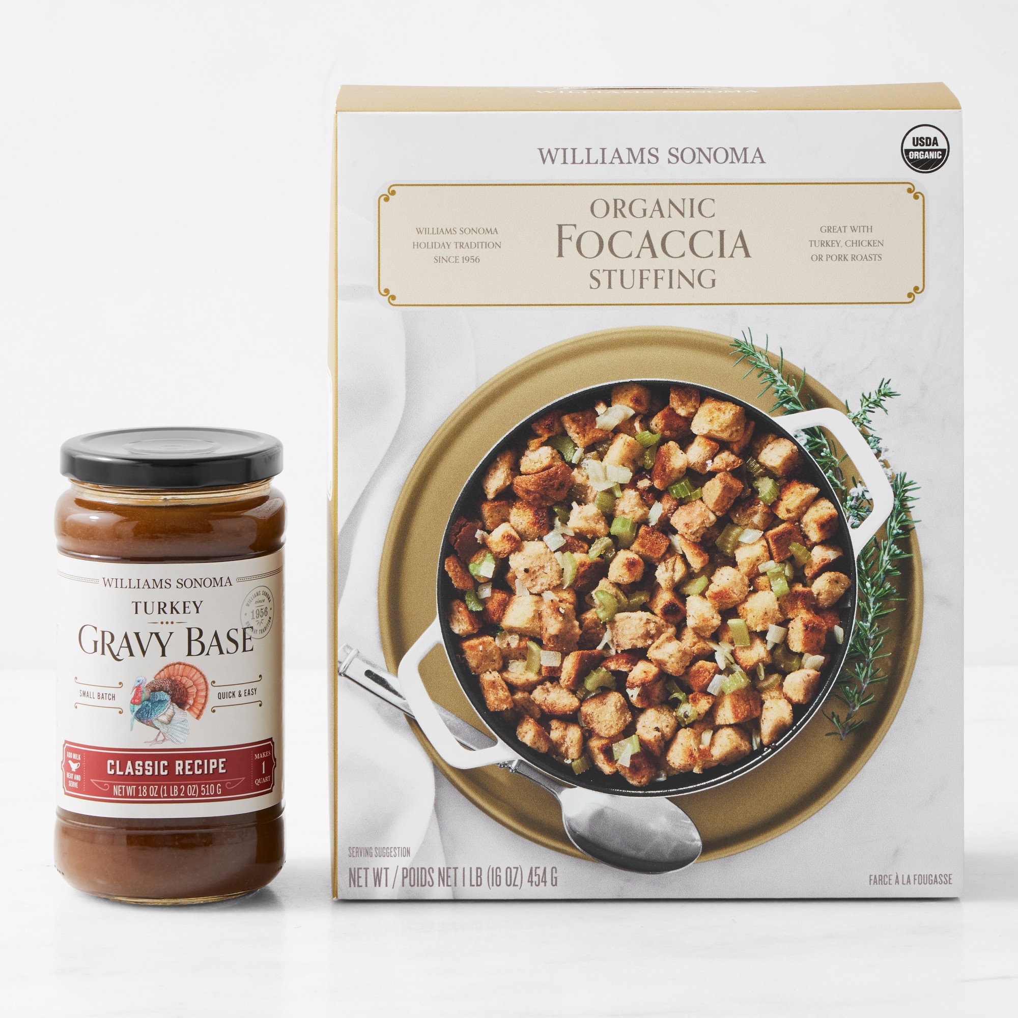 Williams Sonoma Turkey Gravy Base & Focaccia Stuffing Mix Set