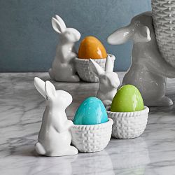 Williams Sonoma Vintage Bunny Easter Glasses, Ramekins, Salt & top Pepper Shakers