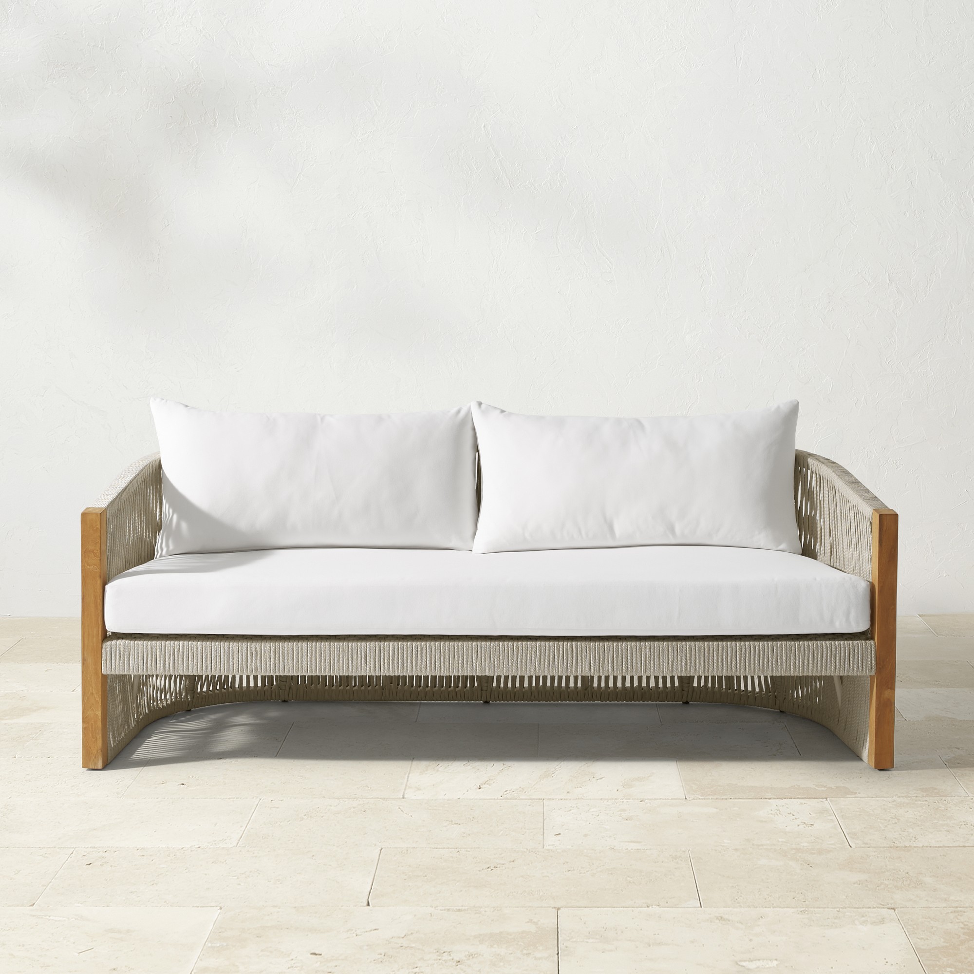 Pasadena Outdoor Teak and Rope Sofa (76")