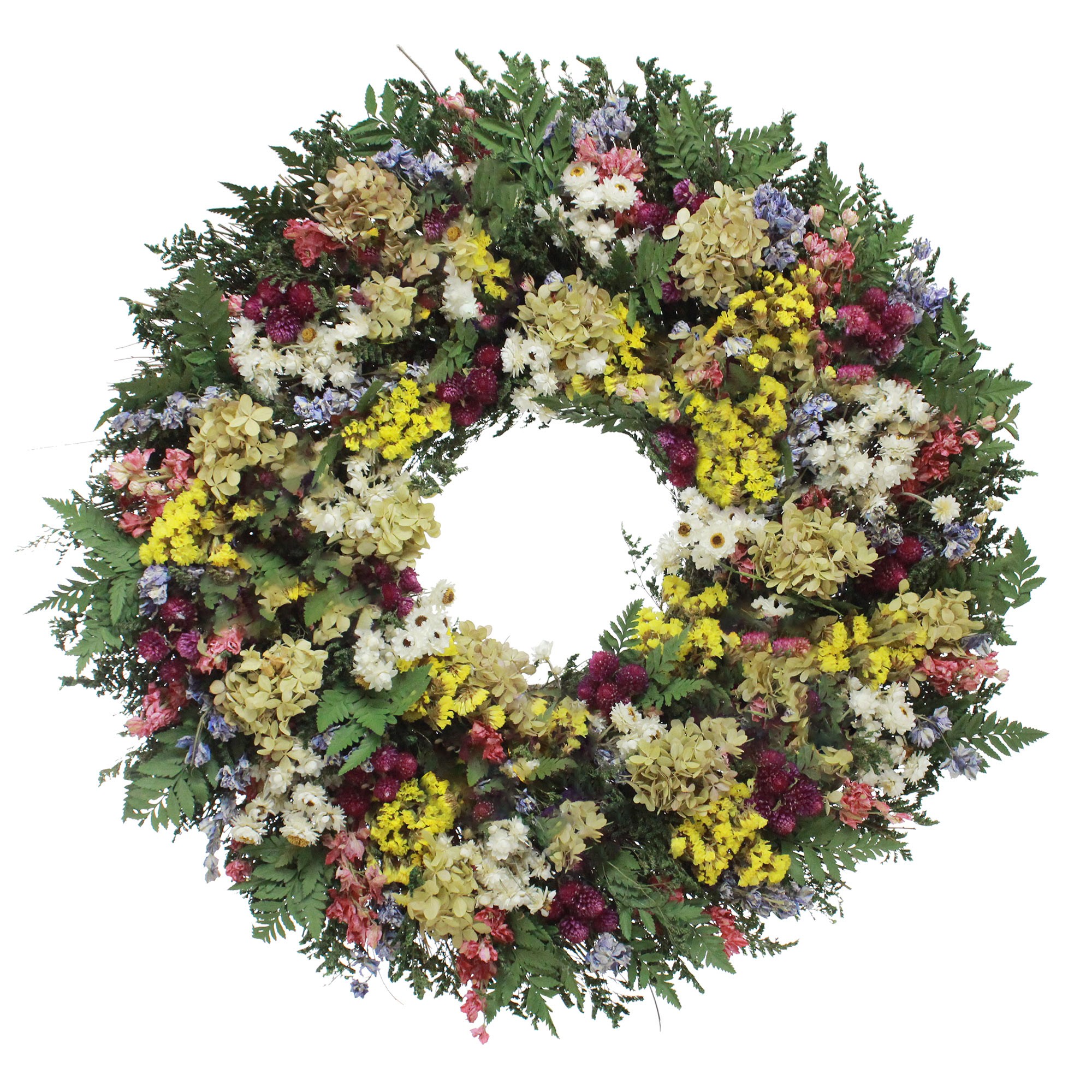 Poppy Meadow Live Wreath, 22"