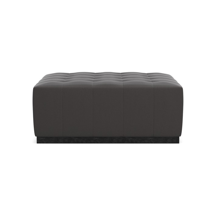 Cambria Square Ottoman, Standard Cushion, Signature Velvet, Grey Cloud, Bronze