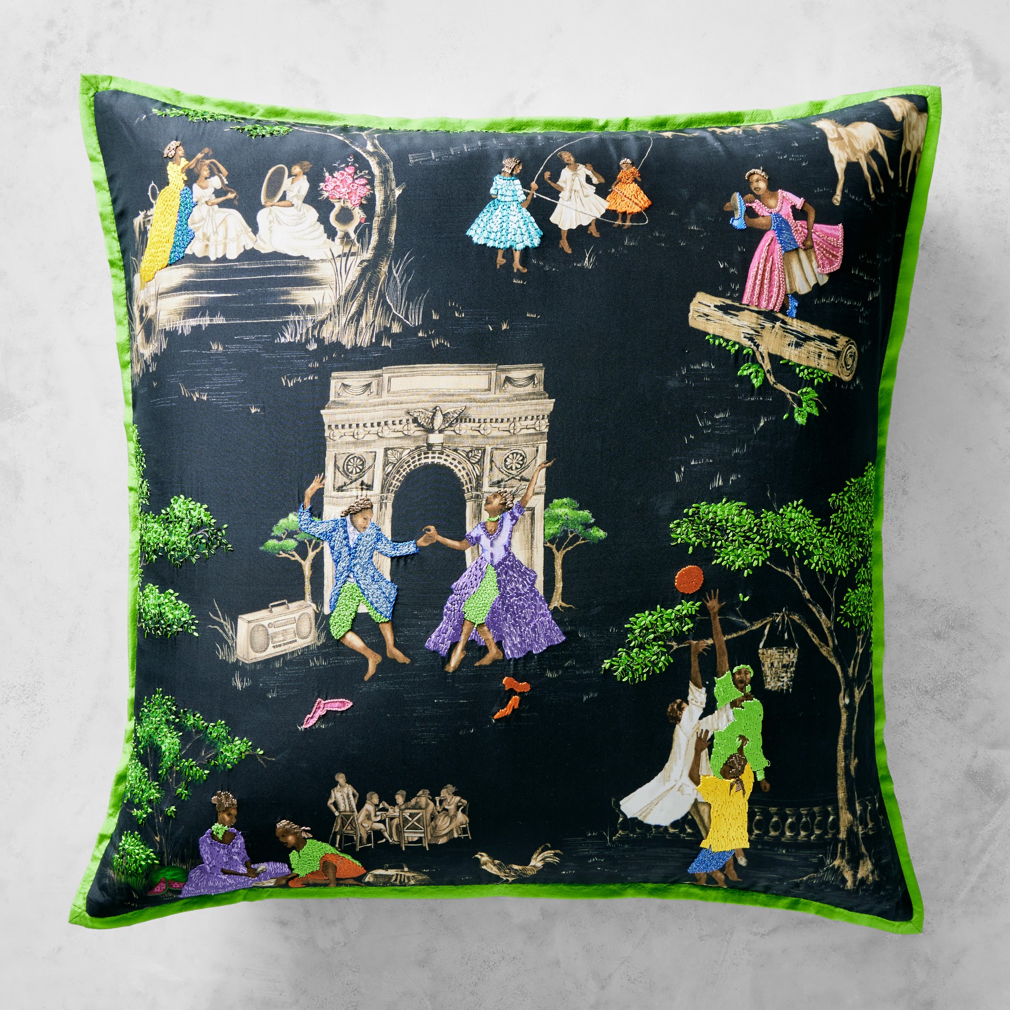 Williams Sonoma Home x Sheila Bridges Harlem Toile Print & Embroidered Pillow Cover