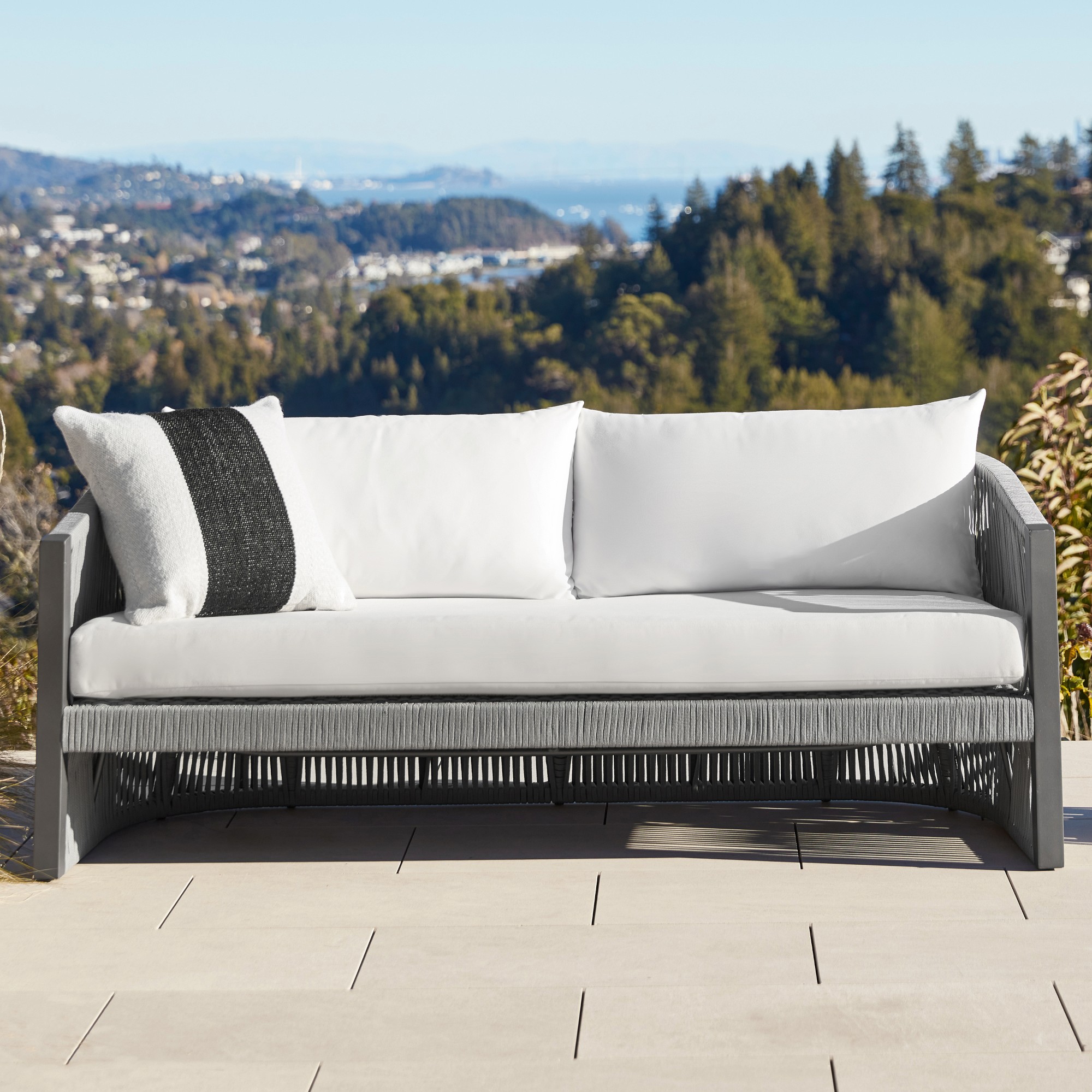 Pasadena Outdoor Metal and Rope Sofa (76")