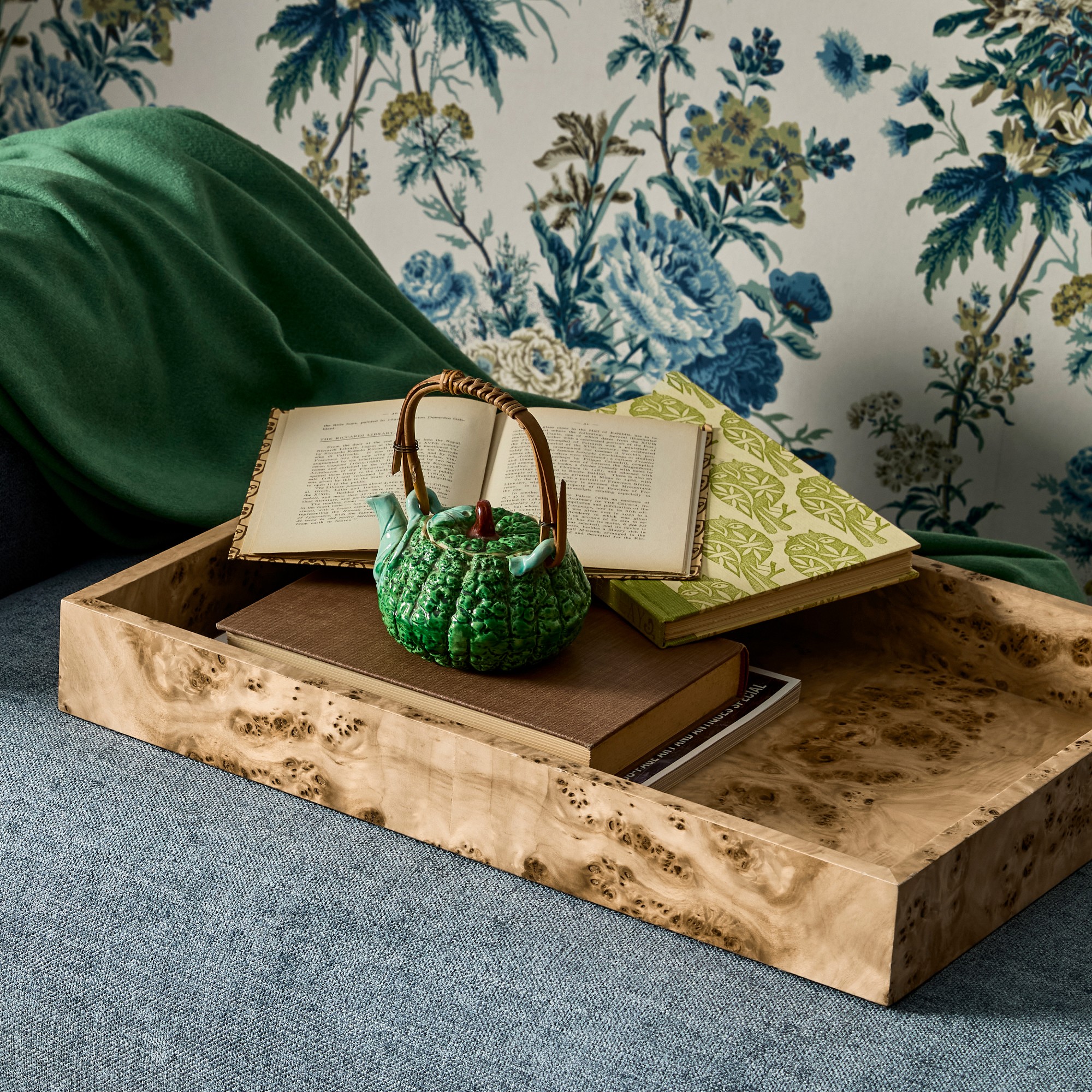 Burl Wood Rectangular Tray