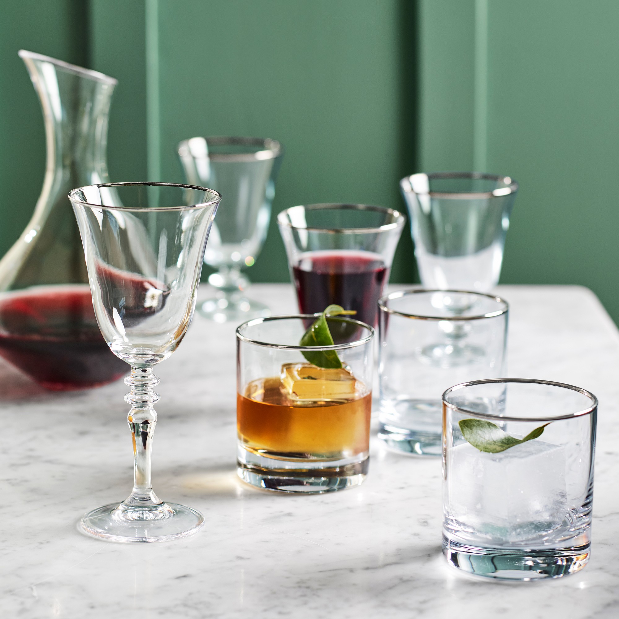 Silver Rim Glassware Collection