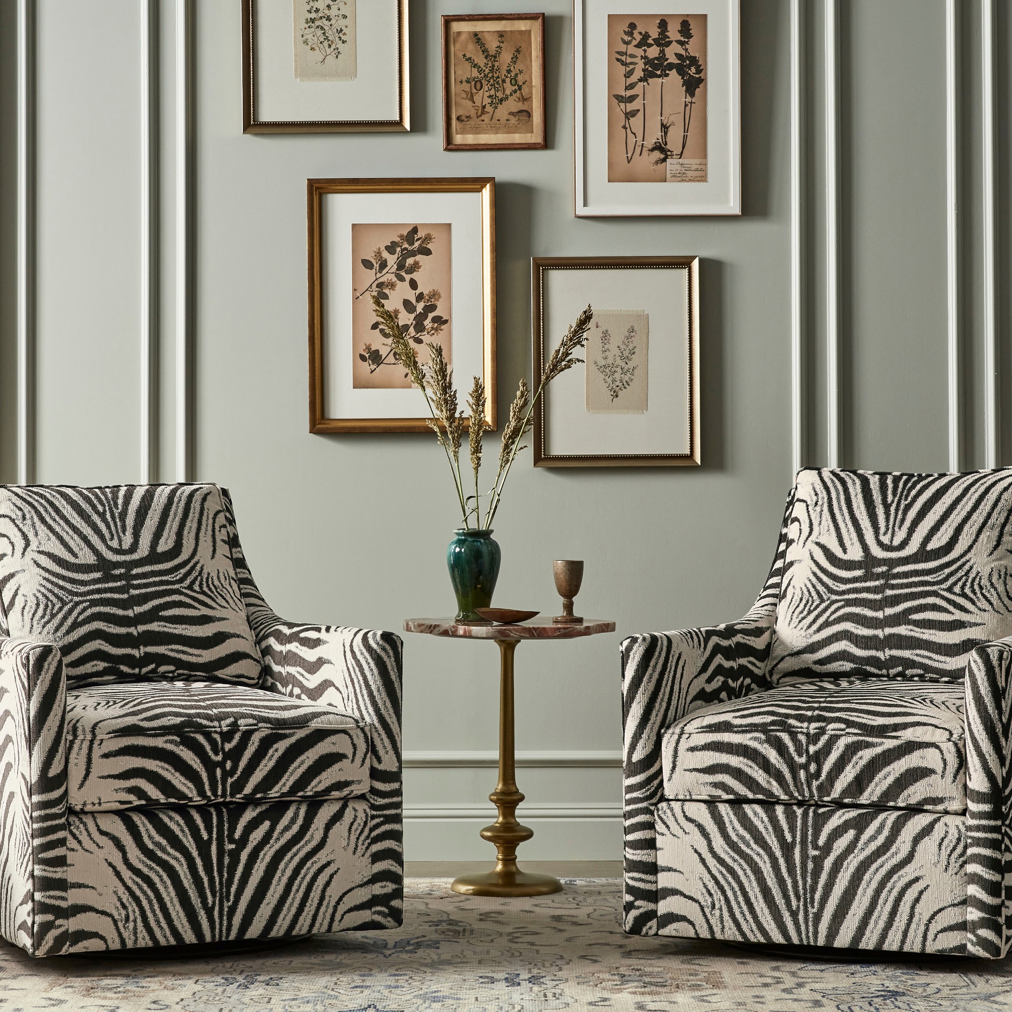 Zebra Upholstered Swivel Chair