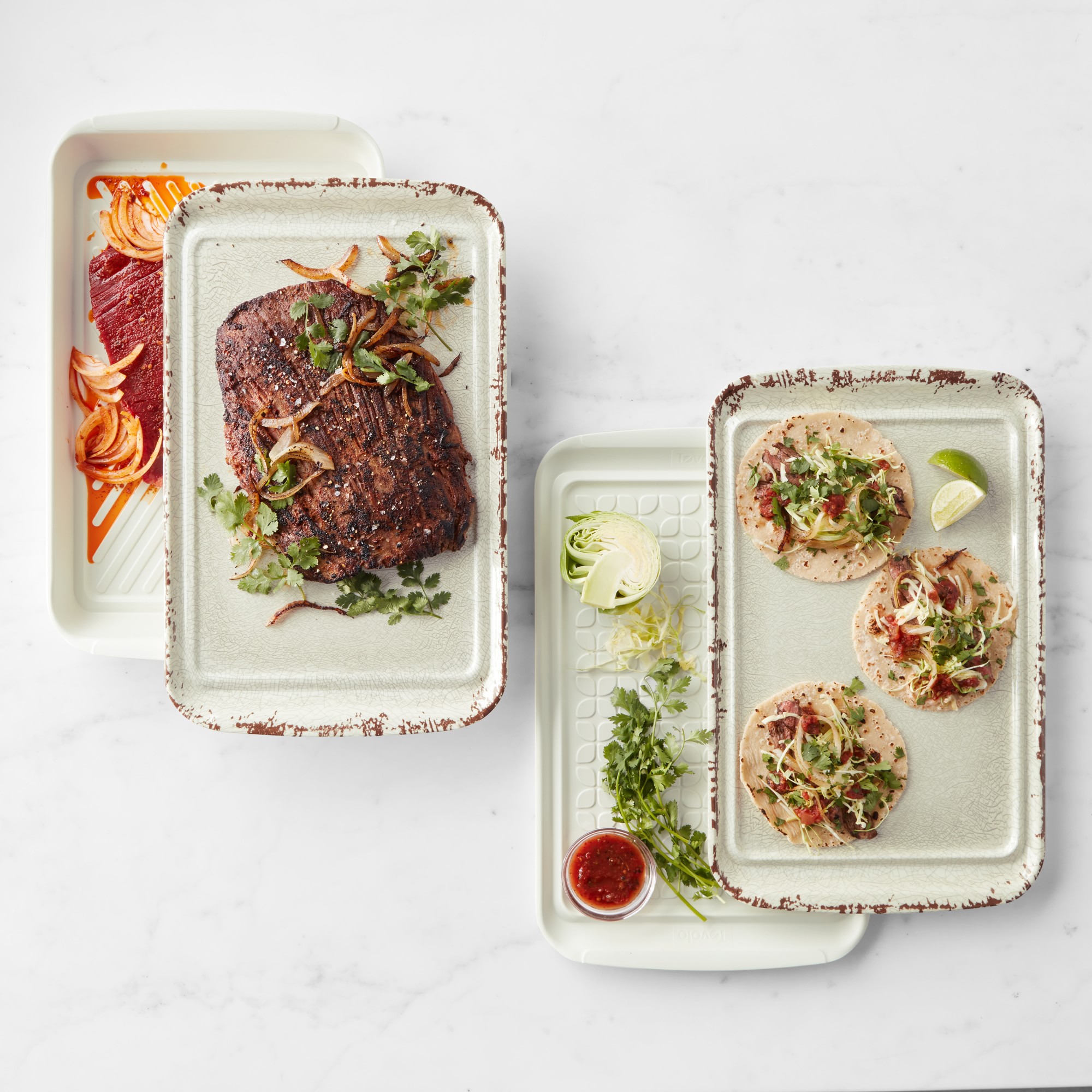 Williams Sonoma Rustic 4-Piece Grill Marinade & Prep Trays