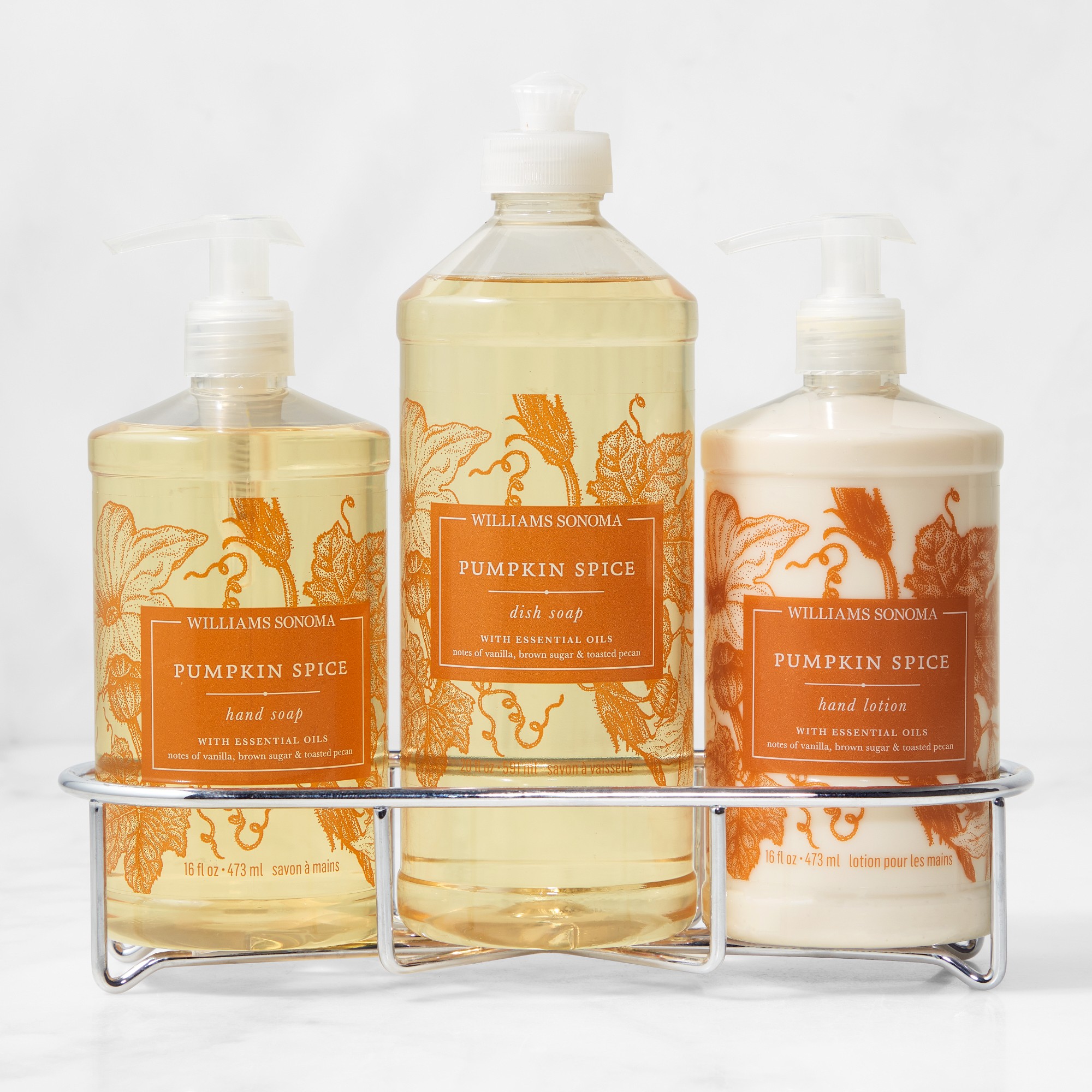 Williams Sonoma Pumpkin Spice Hand Soap, Lotion and Dish Soap 4-Piece Set