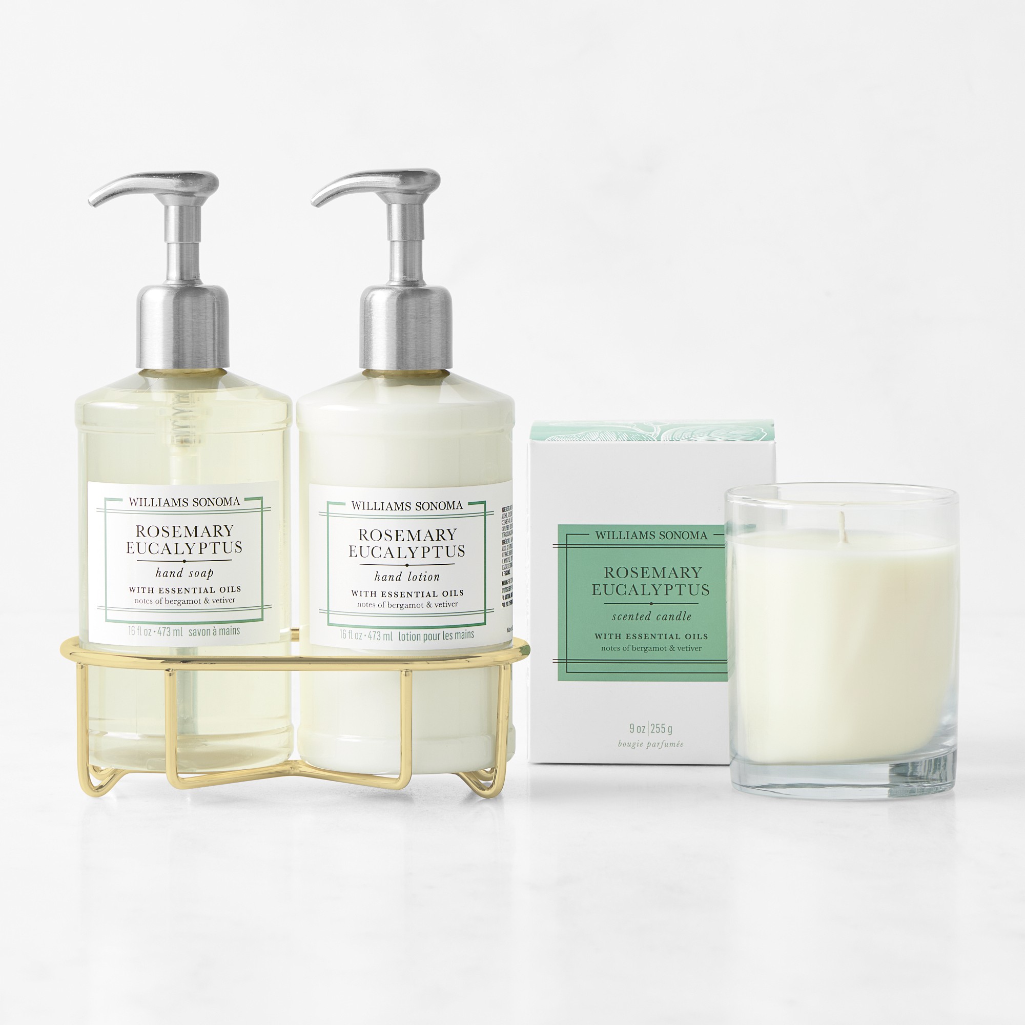 Williams Sonoma Rosemary Eucalyptus Hand Soap & Lotion 4-Piece Set