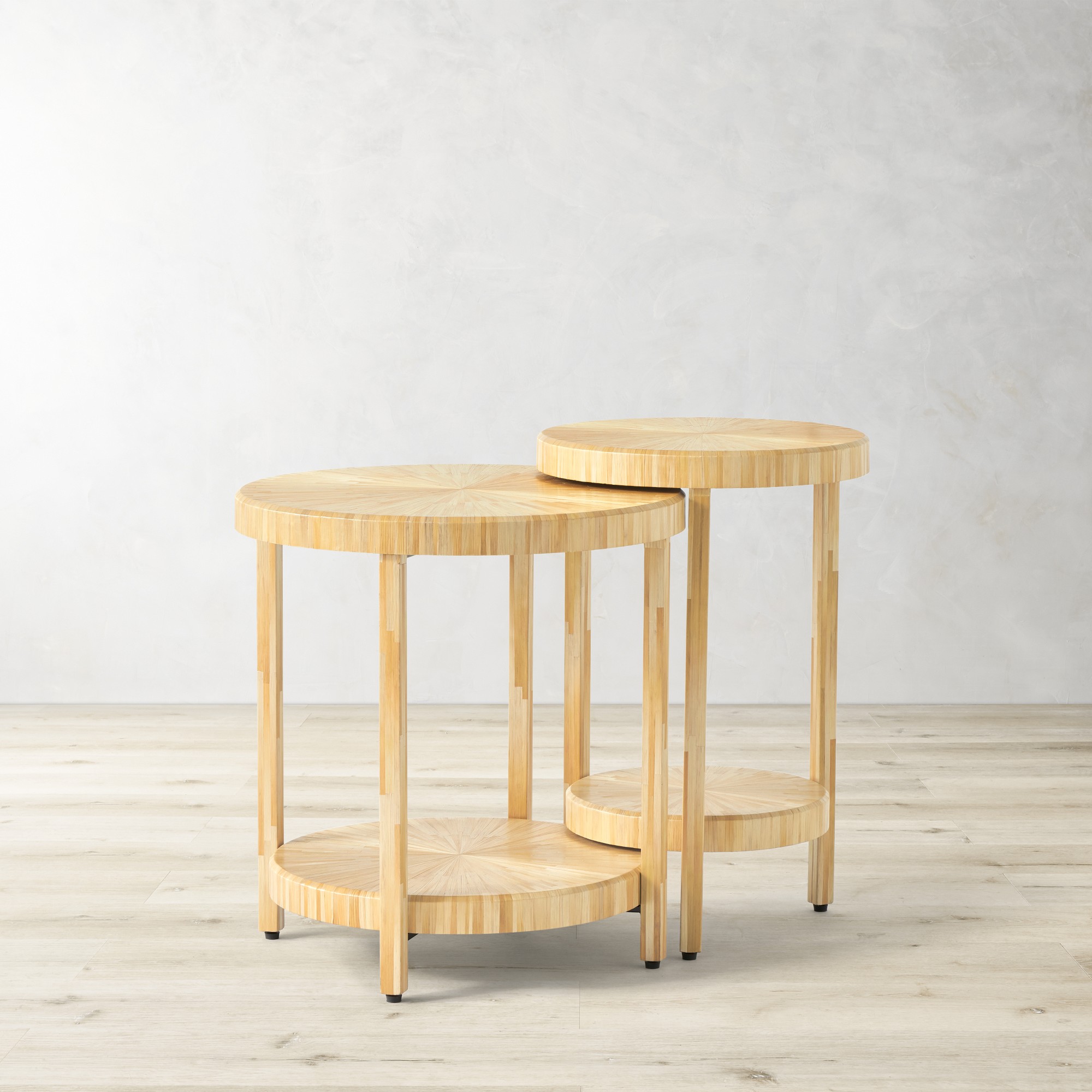 Straw Marquetry Nesting Tables (16"-21")