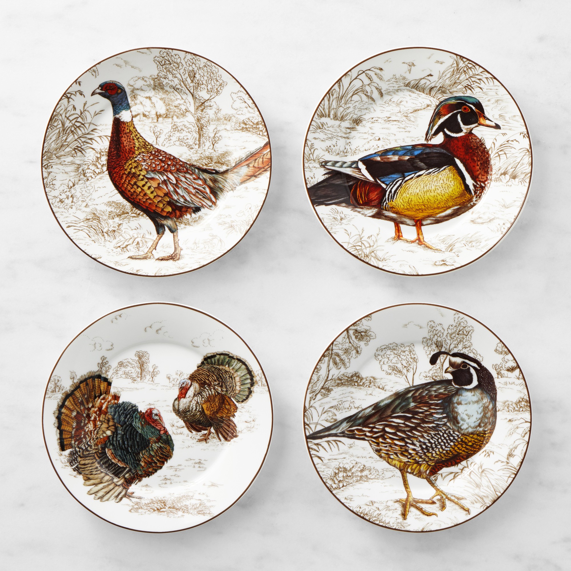 Plymouth Turkey 10 Year Anniversary Appetizer Plates, Set of 4