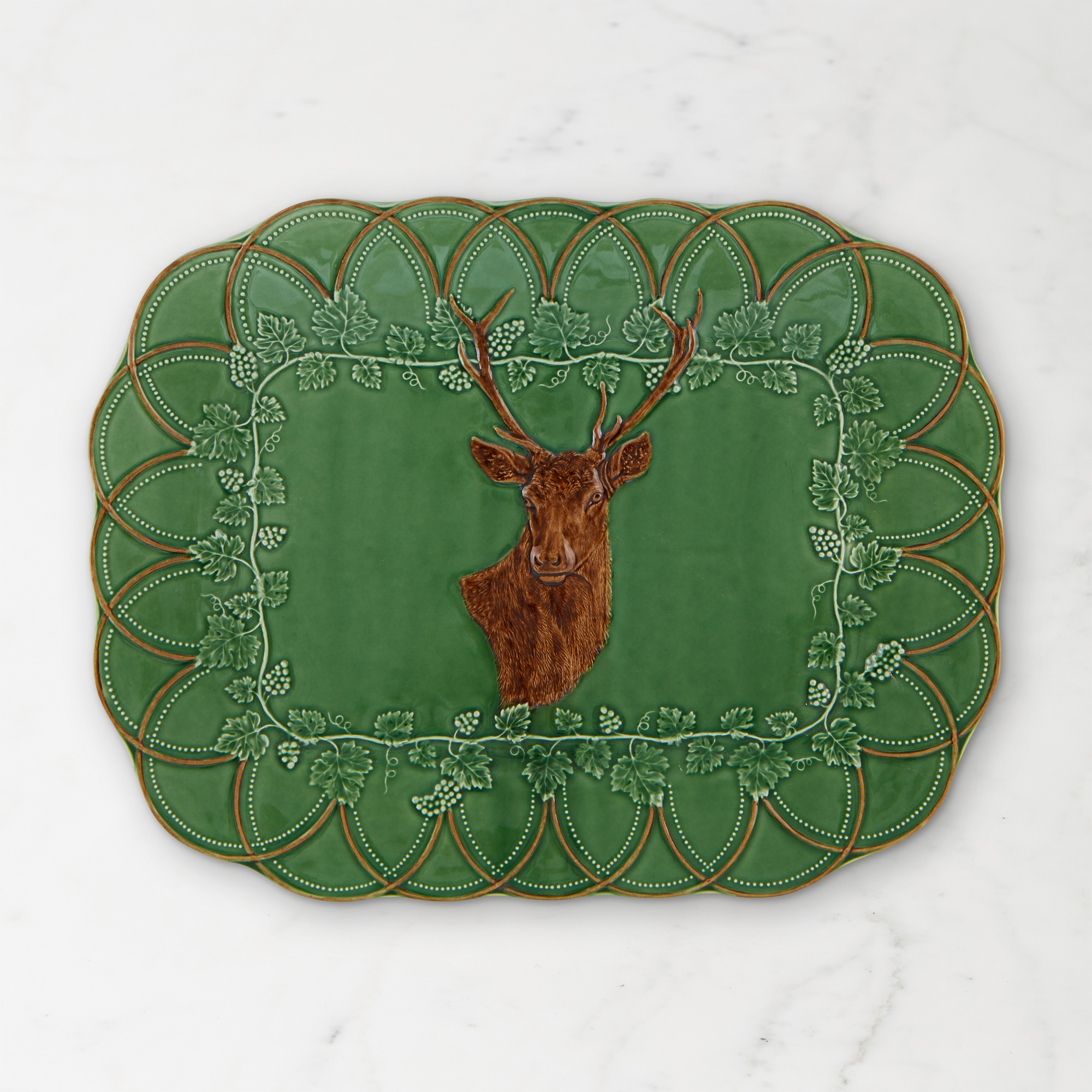 Bordallo Pinheiro Woods Large Rectangular Deer Platter