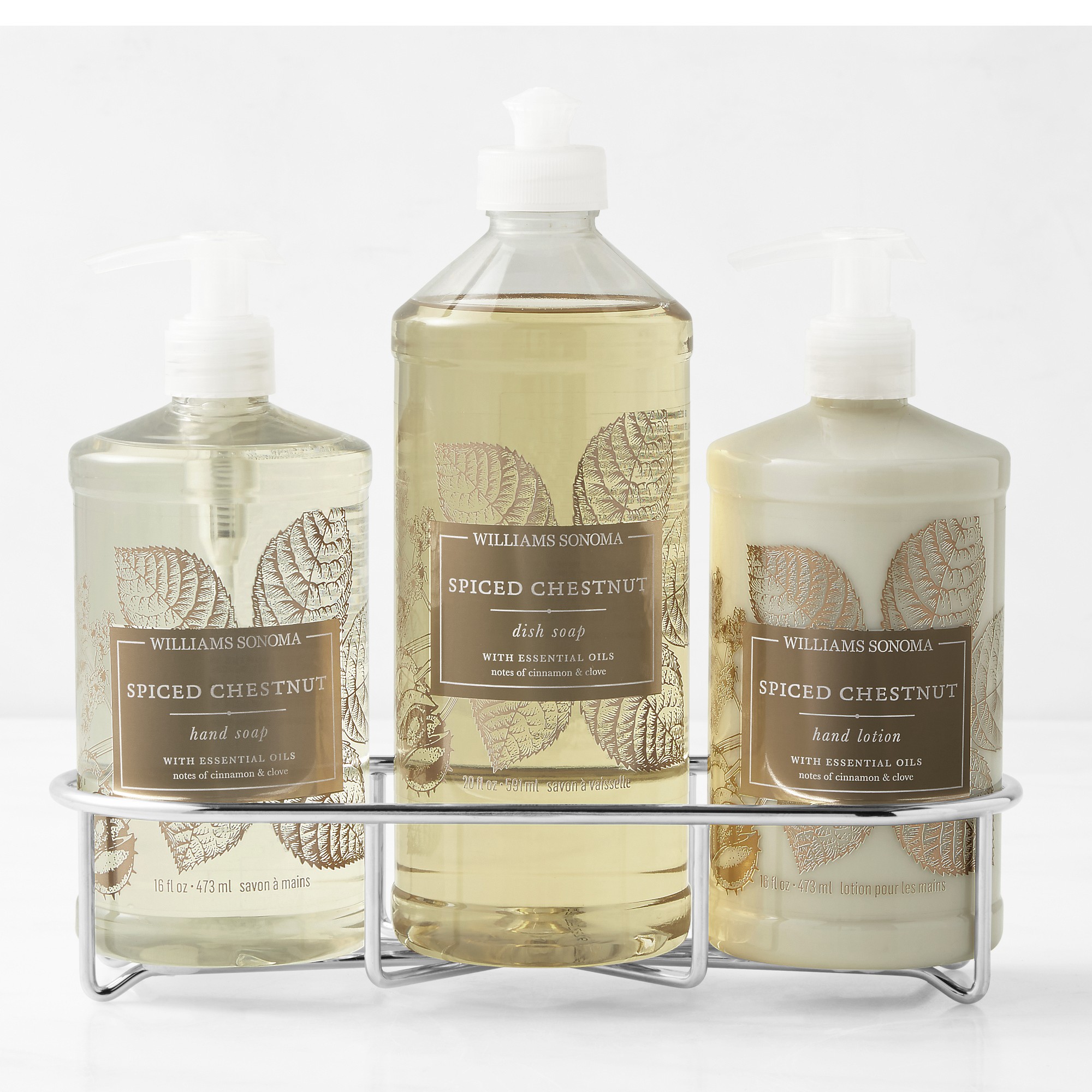 Williams Sonoma Spiced Chestnut Hand Soap, Dish Soap & Lotion 4-Piece Set