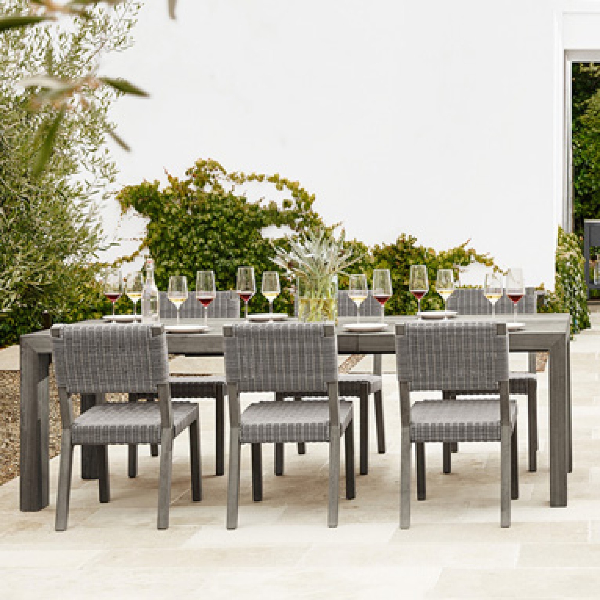 Larnaca Outdoor Teak Extendable Dining Table, Grey (72")