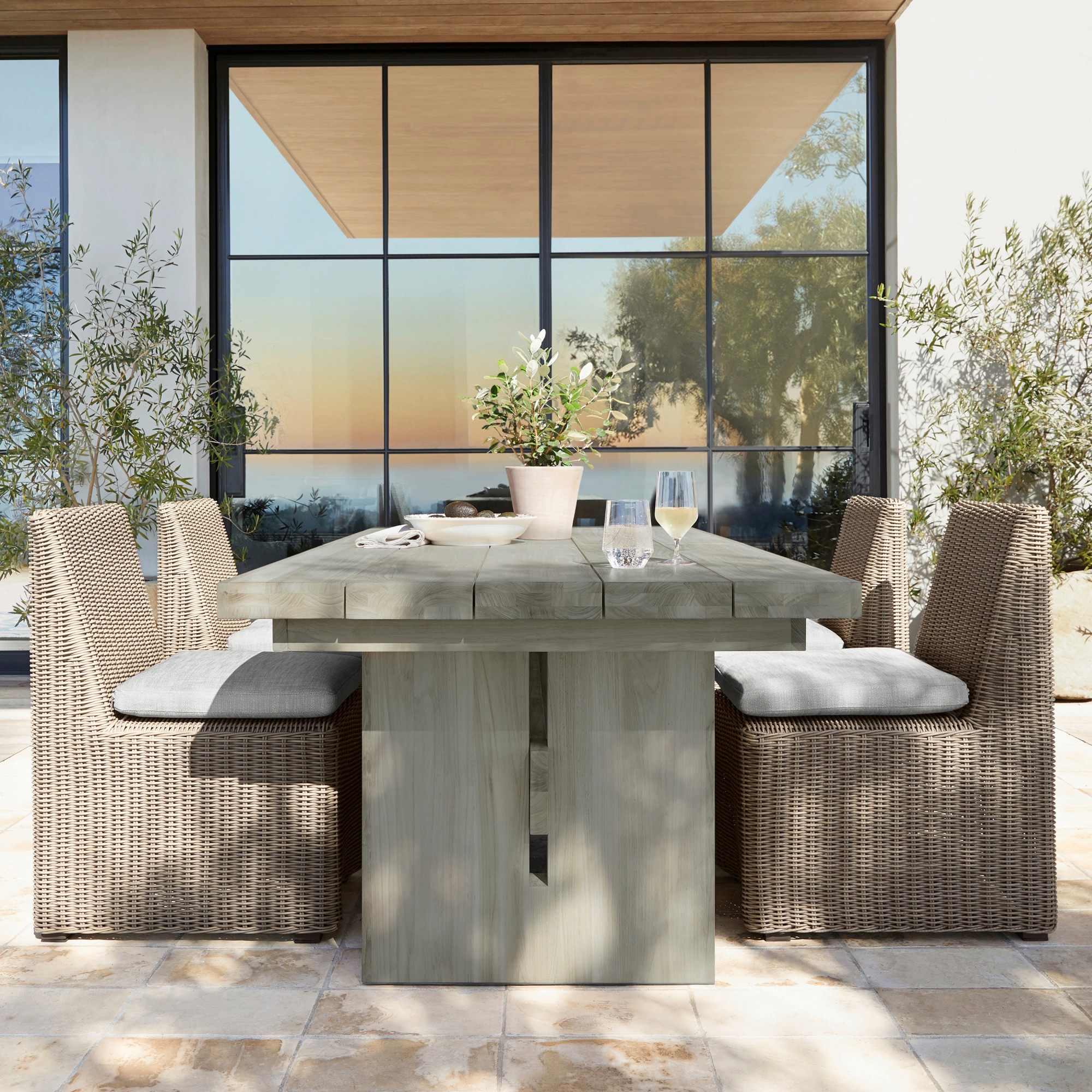 San Clemente Outdoor Grey Teak Rectangular Dining Table (84")