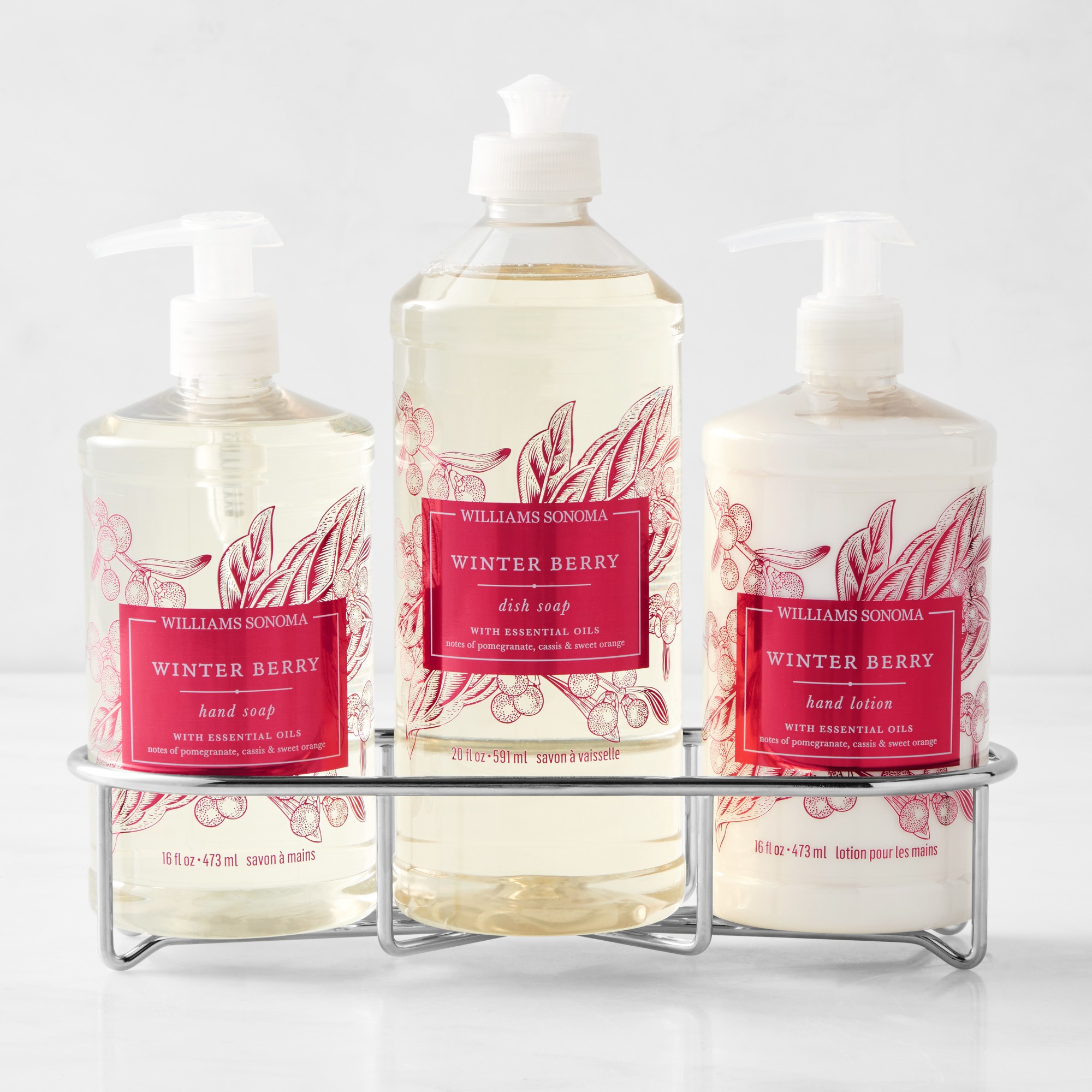 Williams Sonoma Winter Berry Hand Soap, Dish Soap & Lotion 4-Piece Set