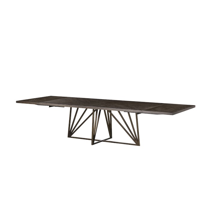 Berlin Extendable Dining Table, 88"-128", Espresso/Bronze